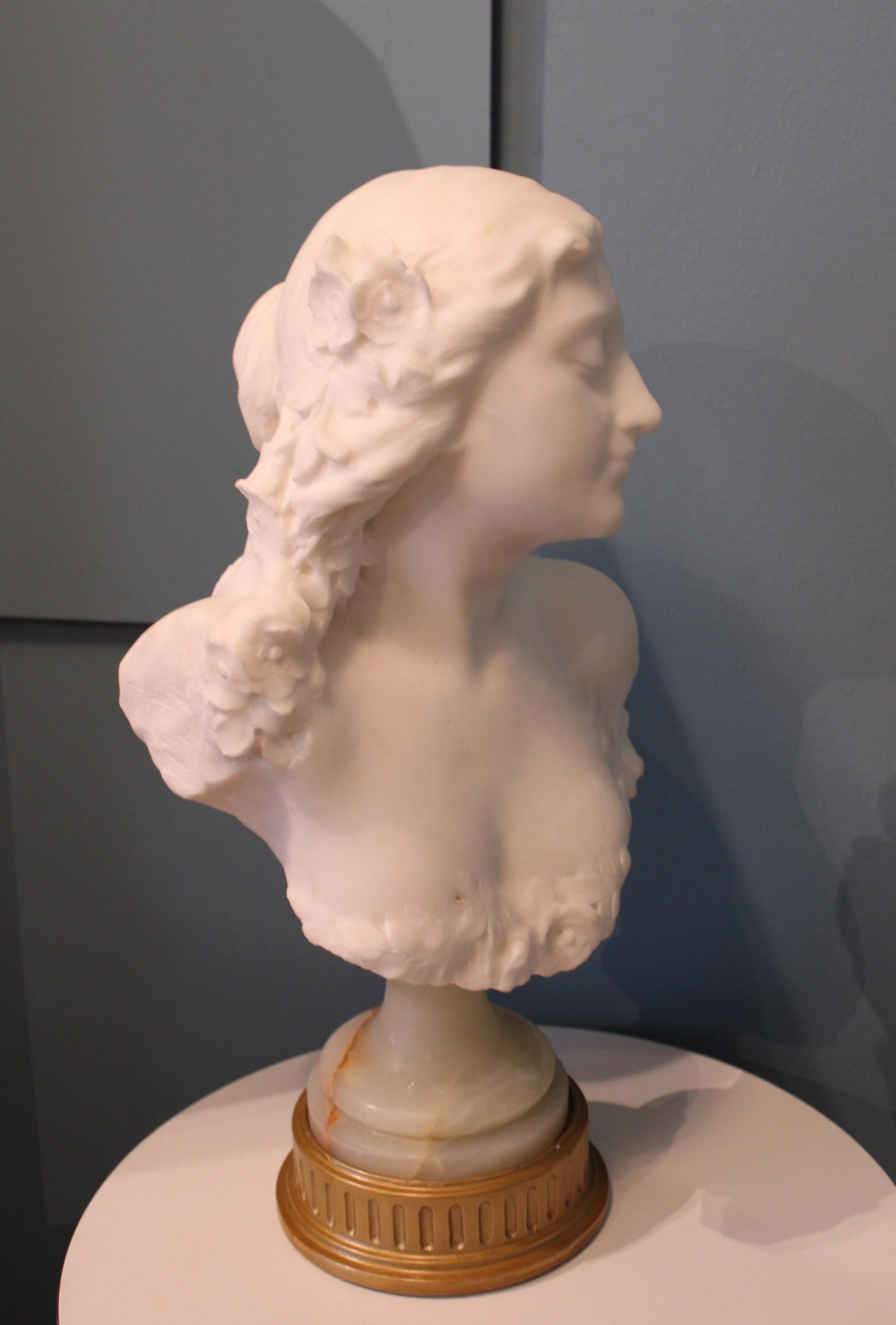 Marble Bust Signed Bozzoni In Good Condition For Sale In Paris, FR
