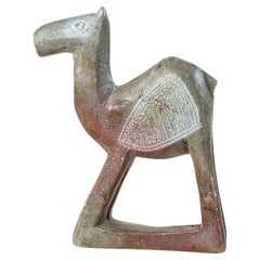 Marble Camel Sculpture, Zoomorphic Carved Figurine, Morocco 1970s