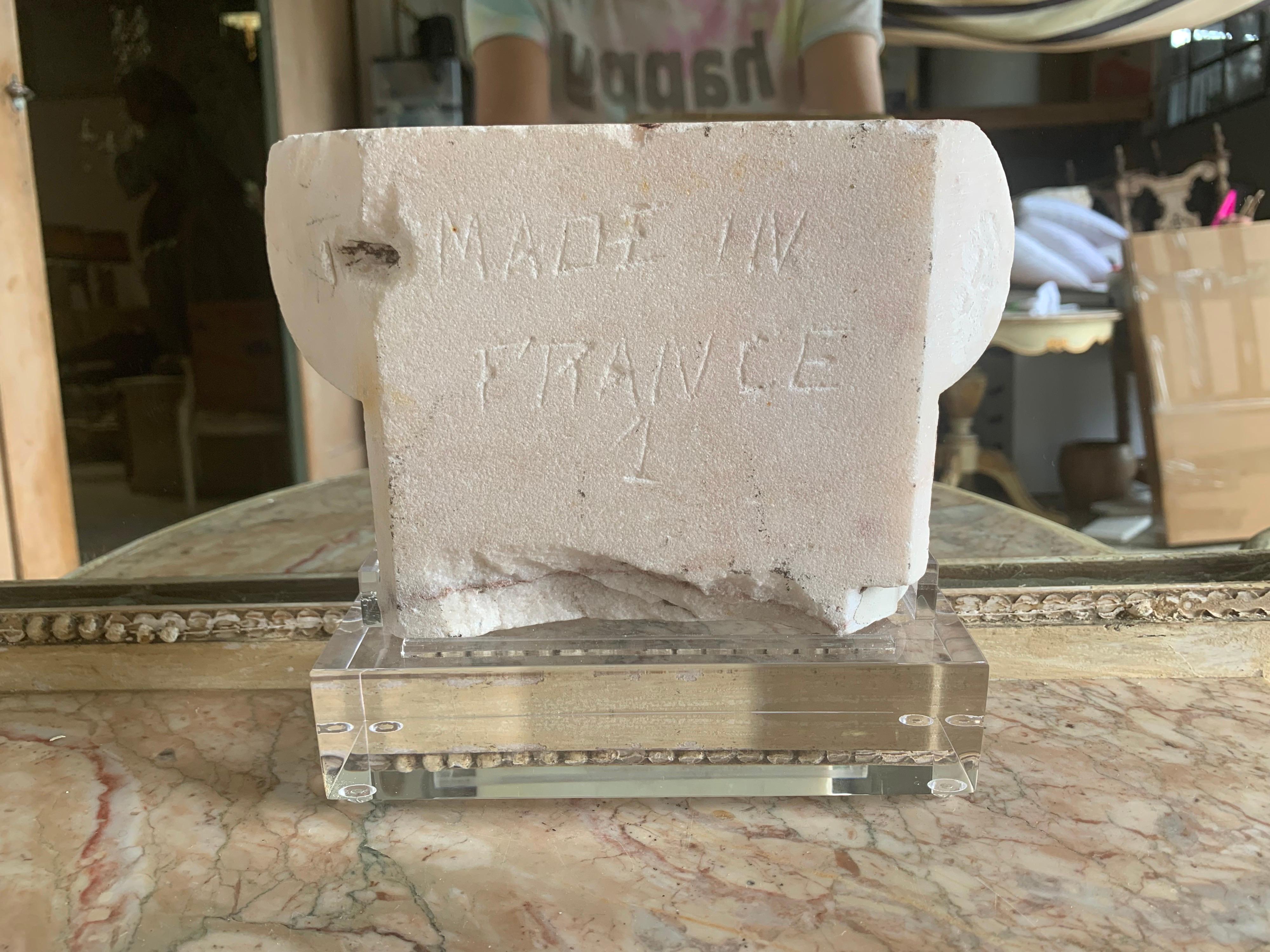 Marble Capital on Lucite Base In Distressed Condition In Los Angeles, CA