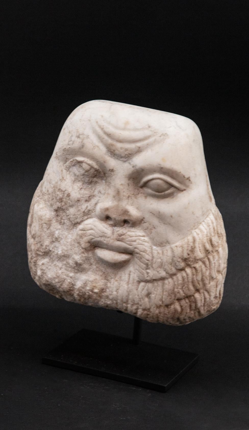 Marble Carved Face of Bearded Man 2