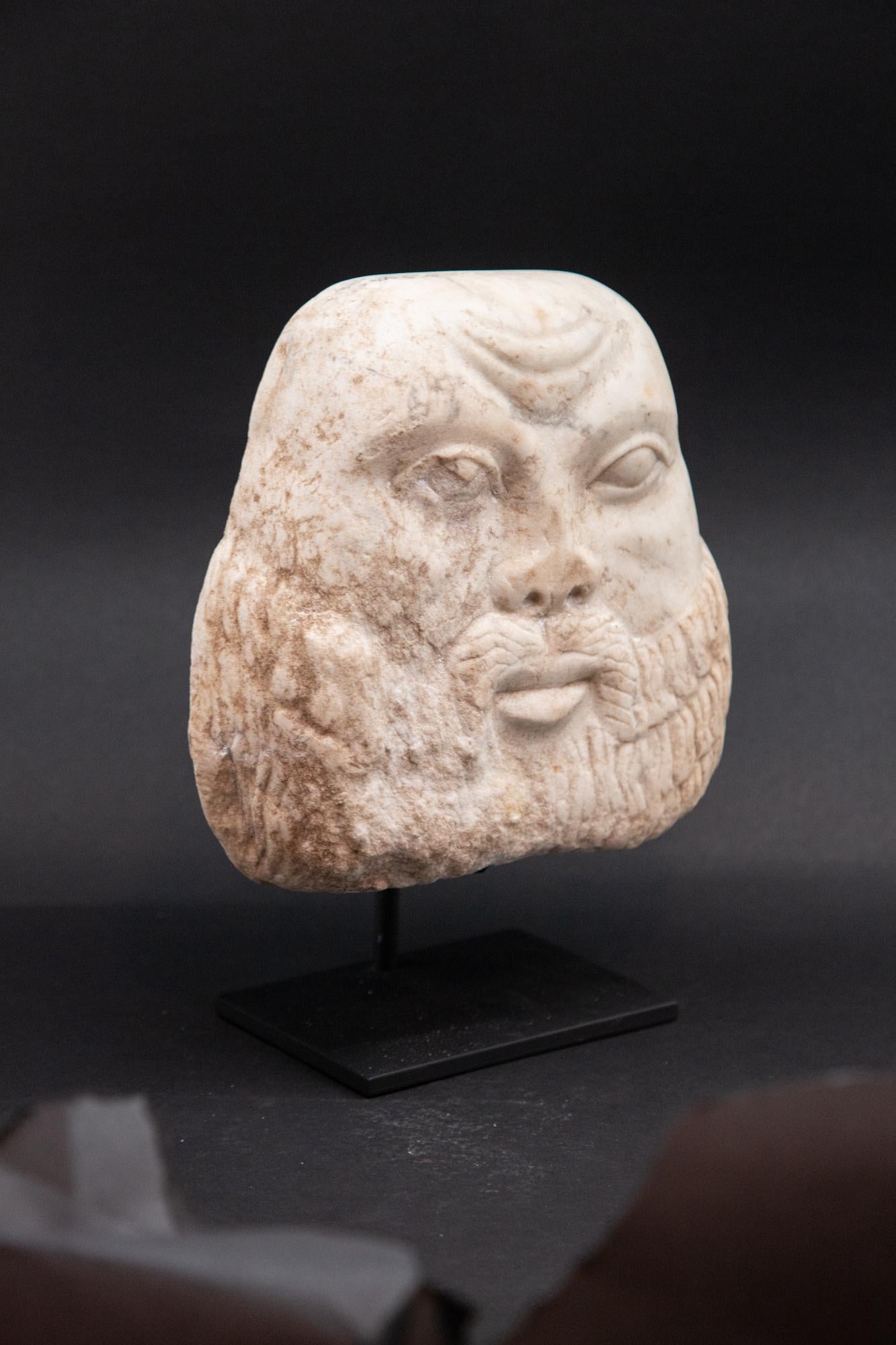 Marble Carved Face of Bearded Man 3