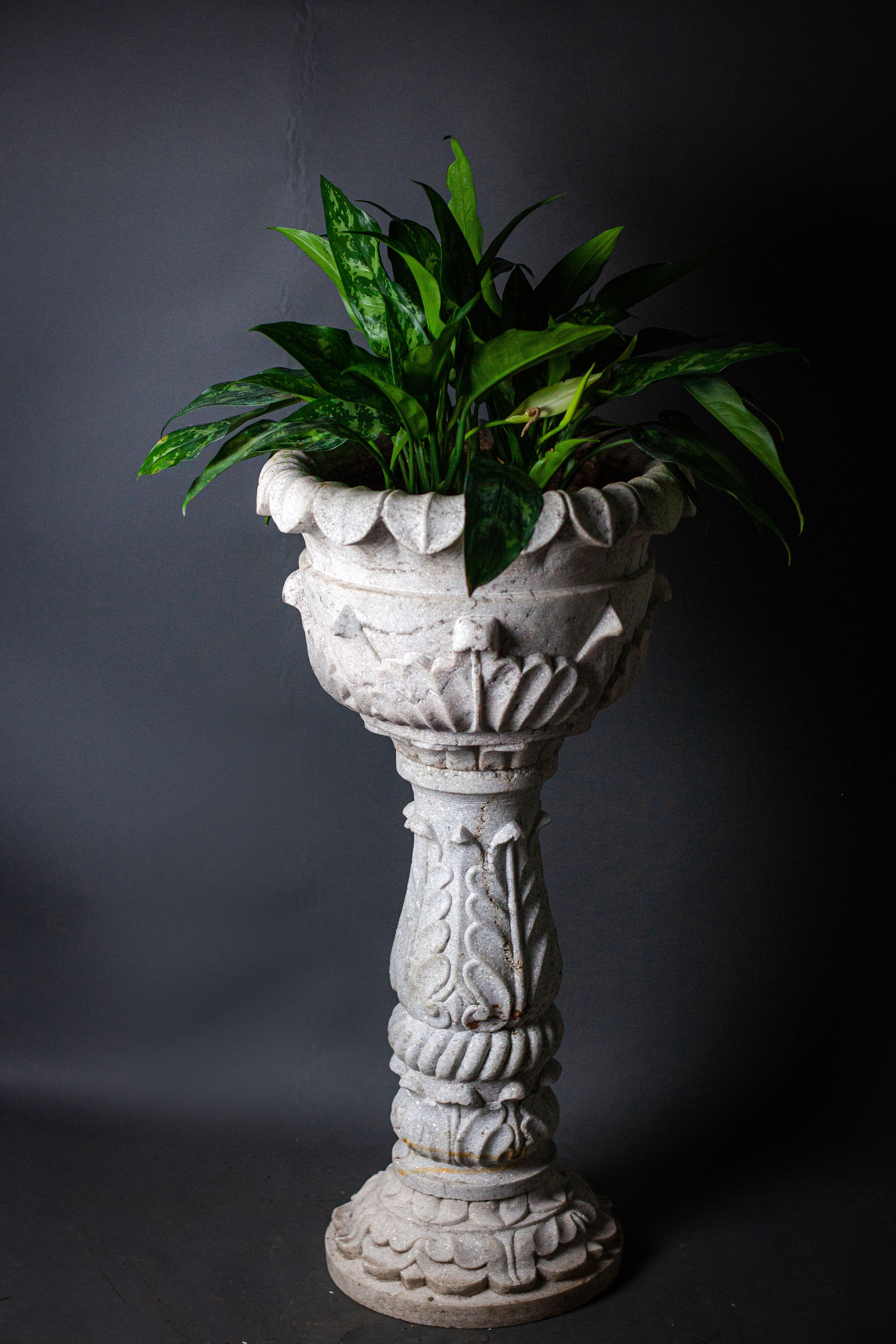 Marble Carved Jardiniere and Stand 2