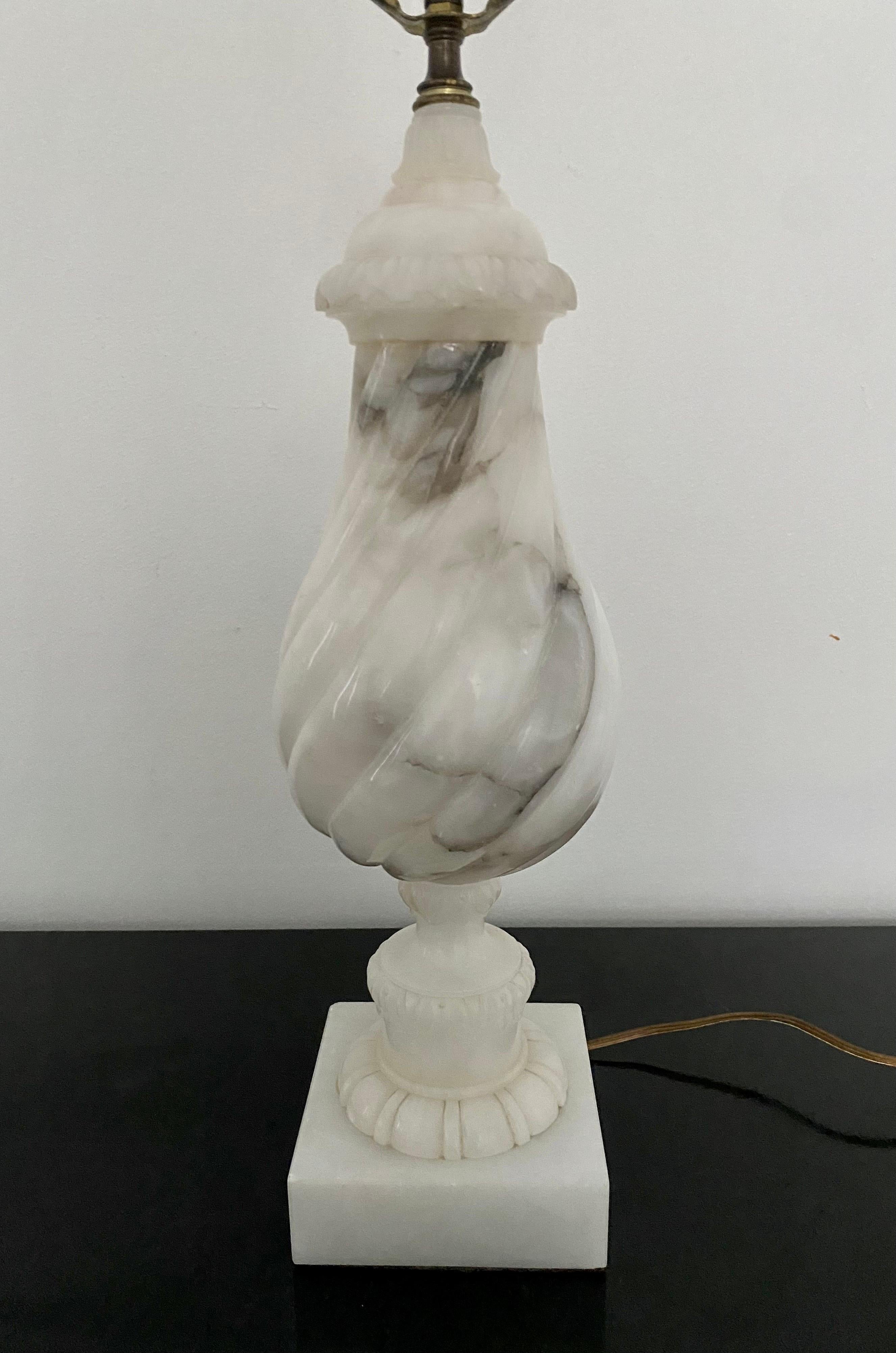 Marble Carved Twisted Balustrade Table Lamp For Sale 1