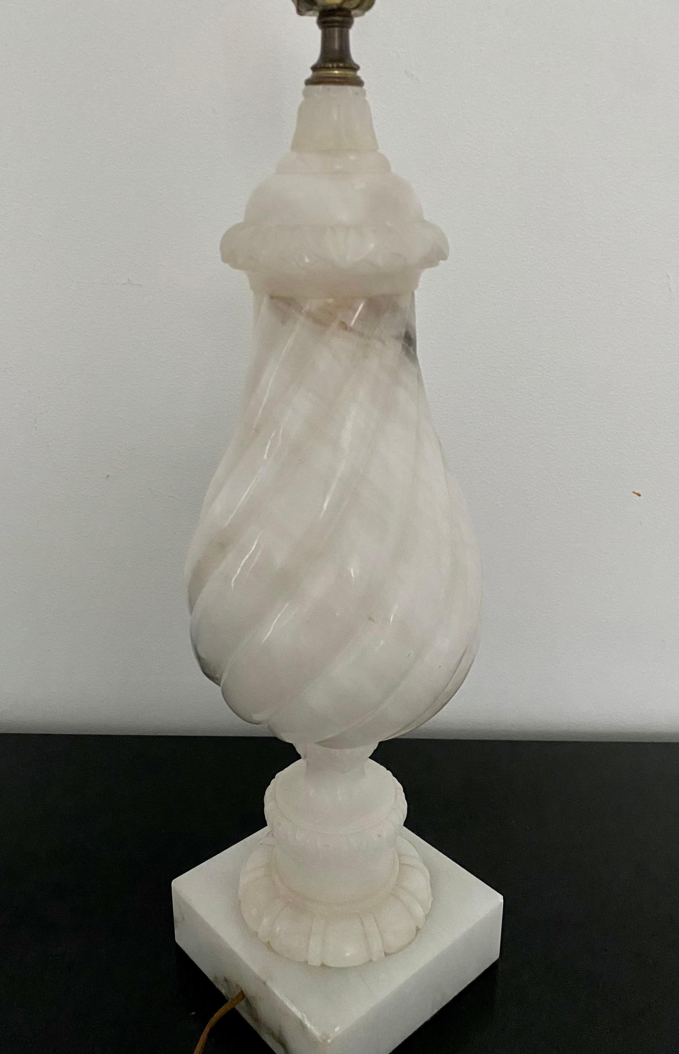 Marble Carved Twisted Balustrade Table Lamp For Sale 4