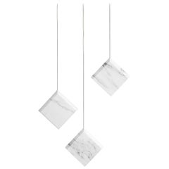 Lampada da soffitto in marmo "Werner Jr. Carrara" in argento satinato in stock