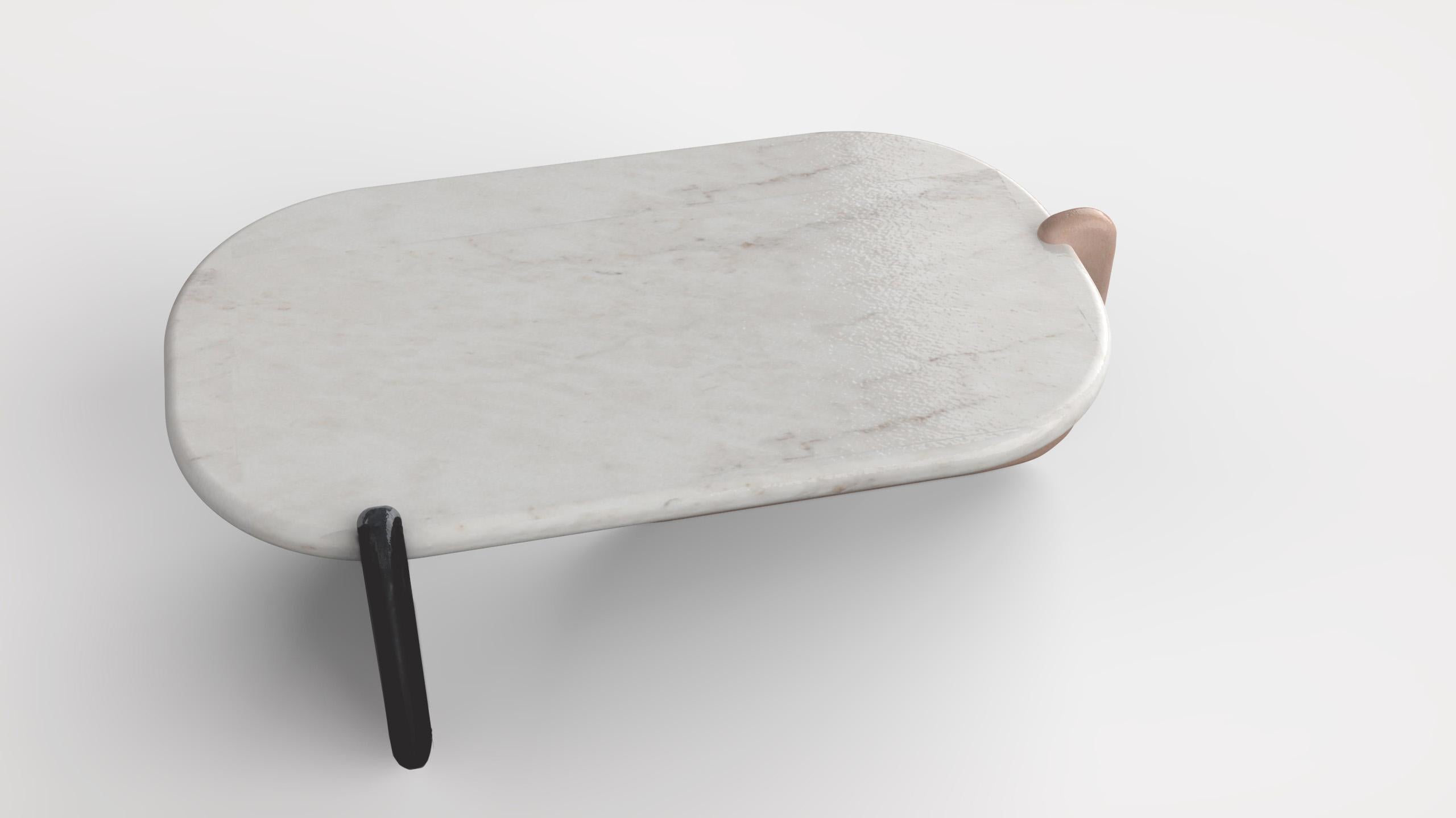 Hand-Crafted Marble Center Table Modern Design White Black Pink Marble by Sergio Prieto For Sale