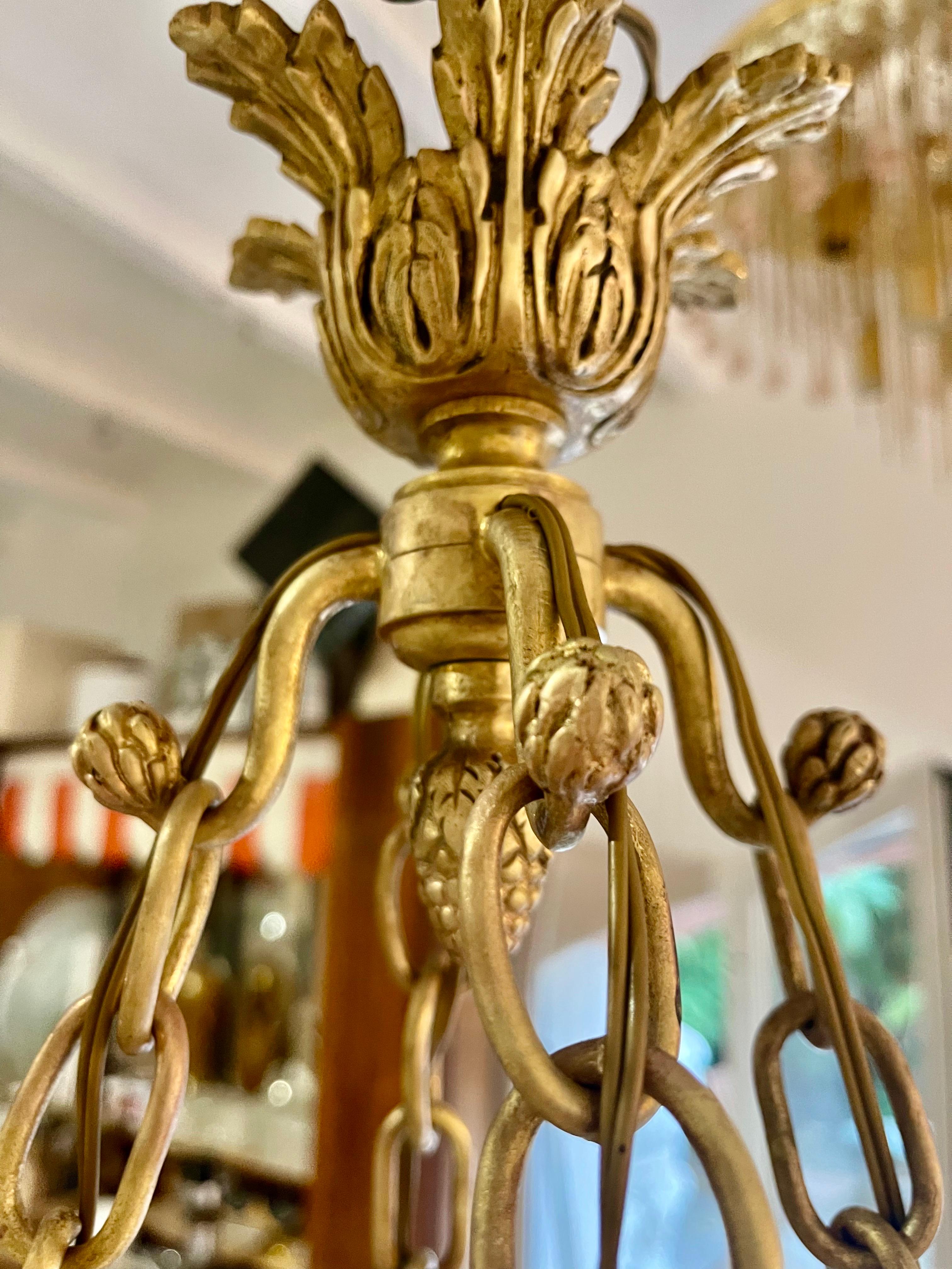 Marble chandelier with full bronze structure large model, France 1920 In Good Condition For Sale In La xara, VC