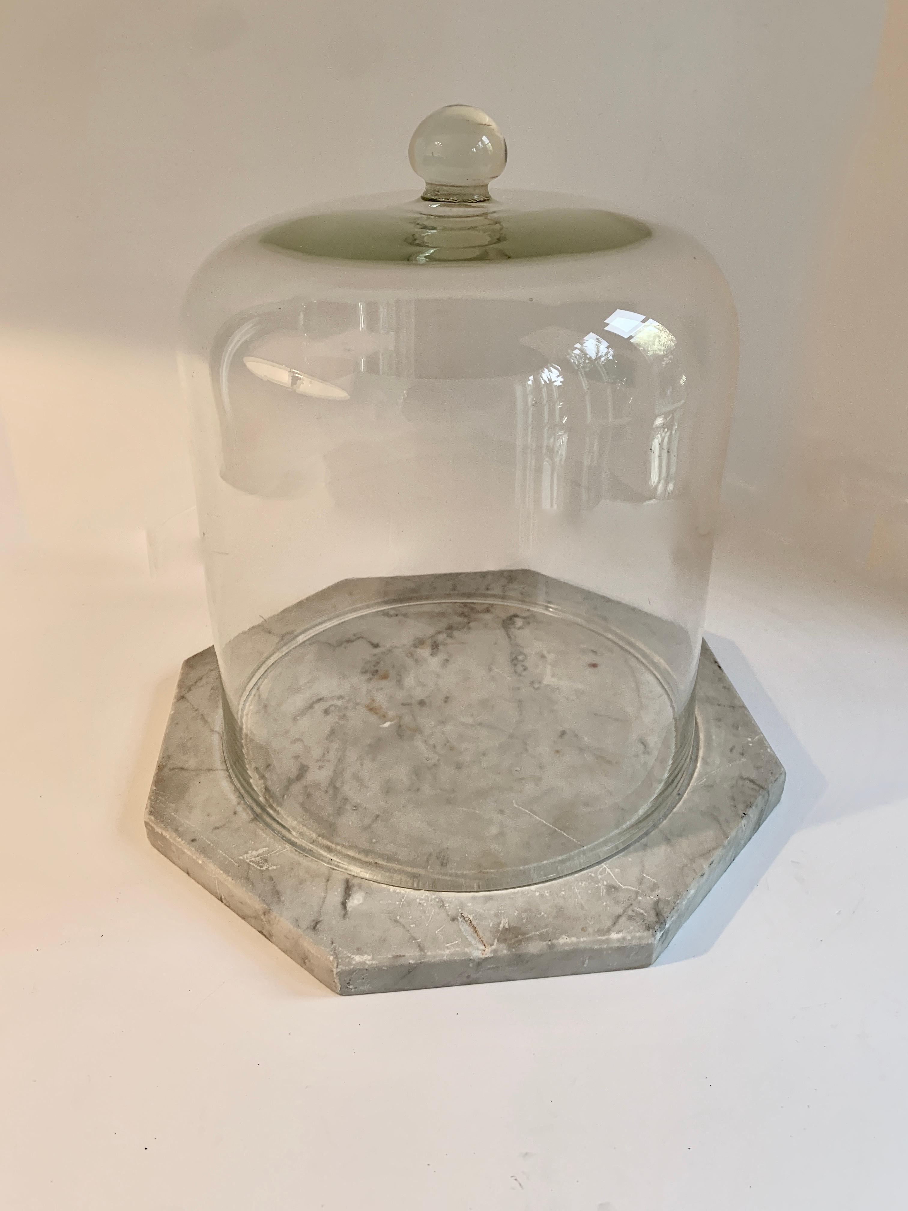 Marble Cheese Server with Bell Jar Dome In Good Condition In Los Angeles, CA