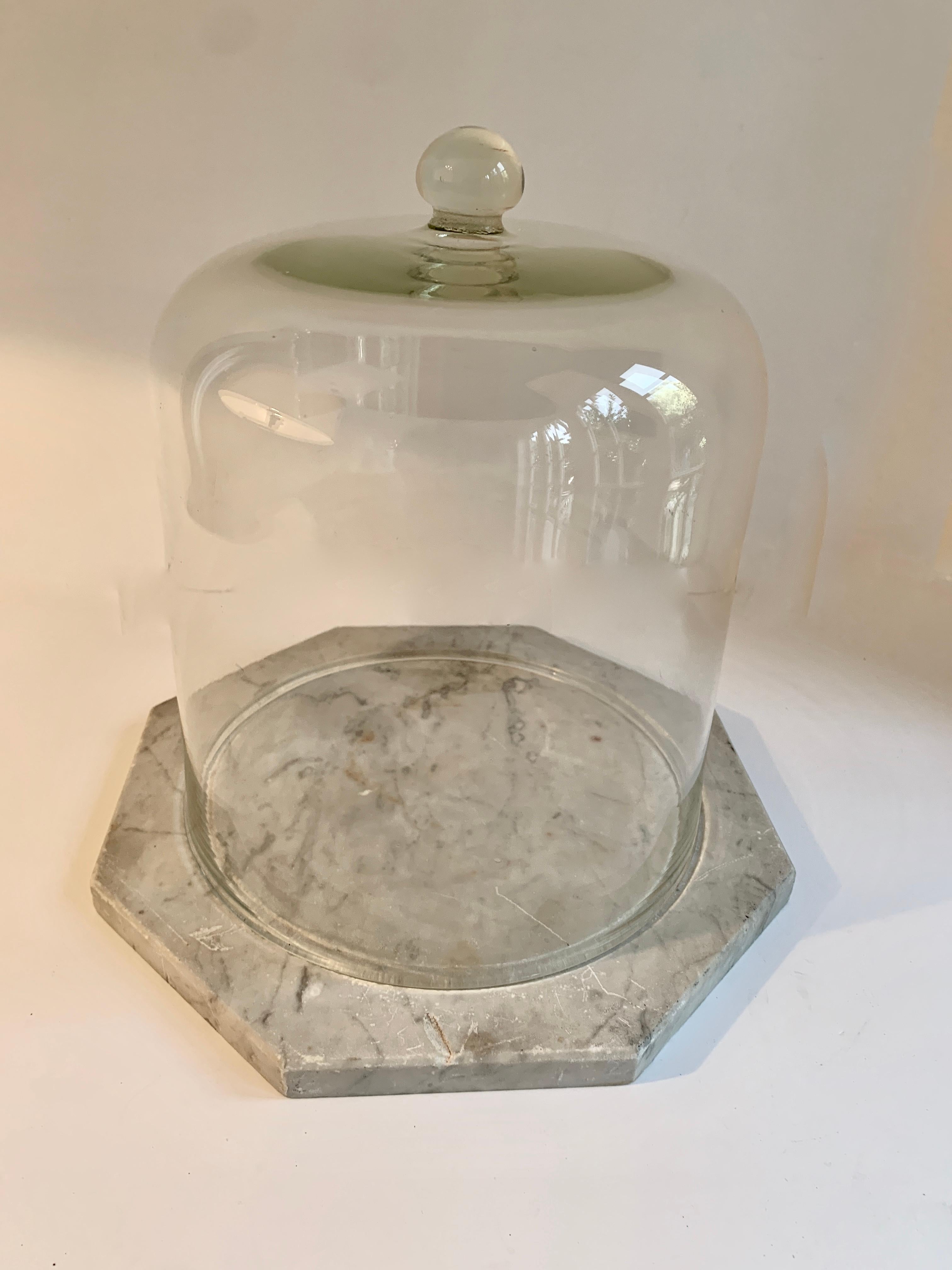 20th Century Marble Cheese Server with Bell Jar Dome
