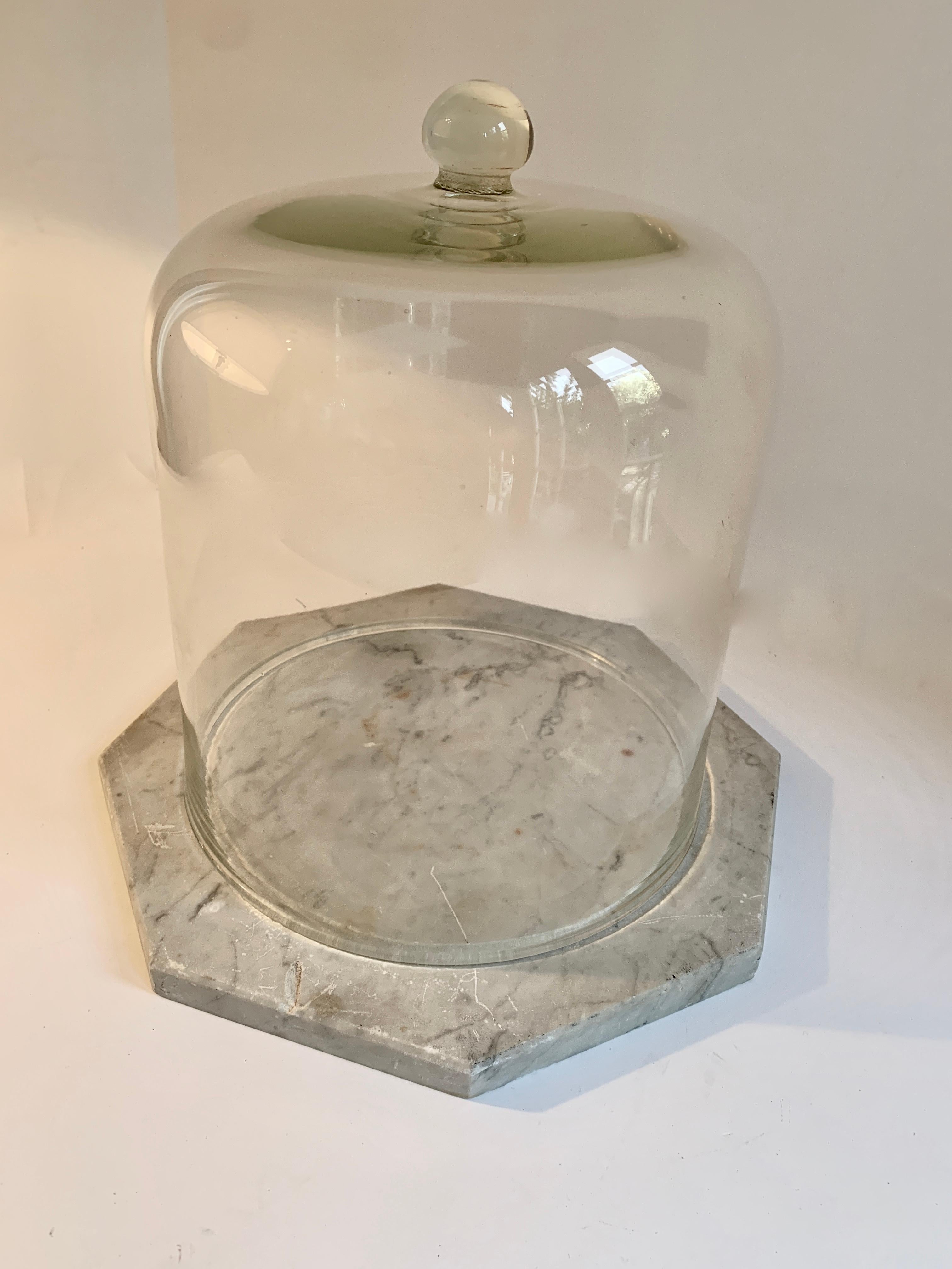 Blown Glass Marble Cheese Server with Bell Jar Dome