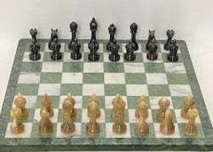 Marble Chess Board with Horn Game Pieces