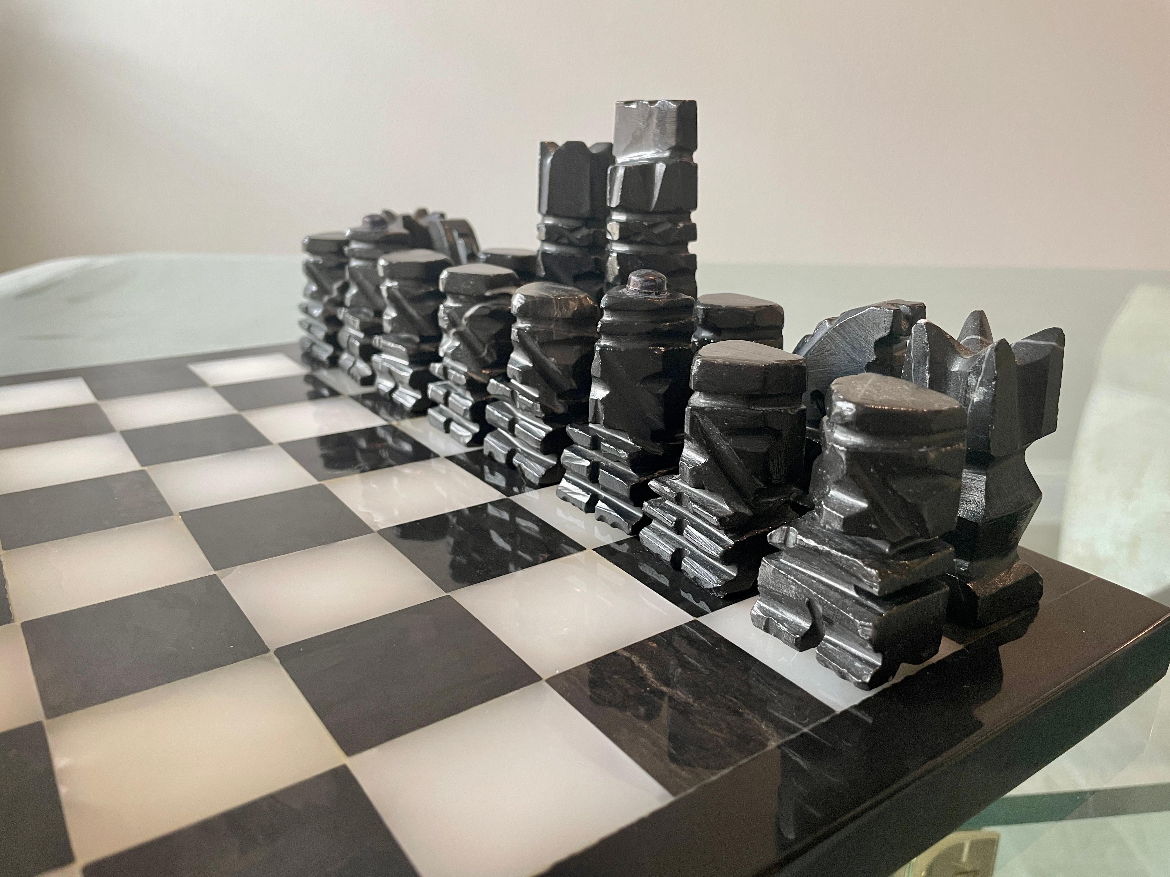Schach-Set aus Marmor im Angebot 3