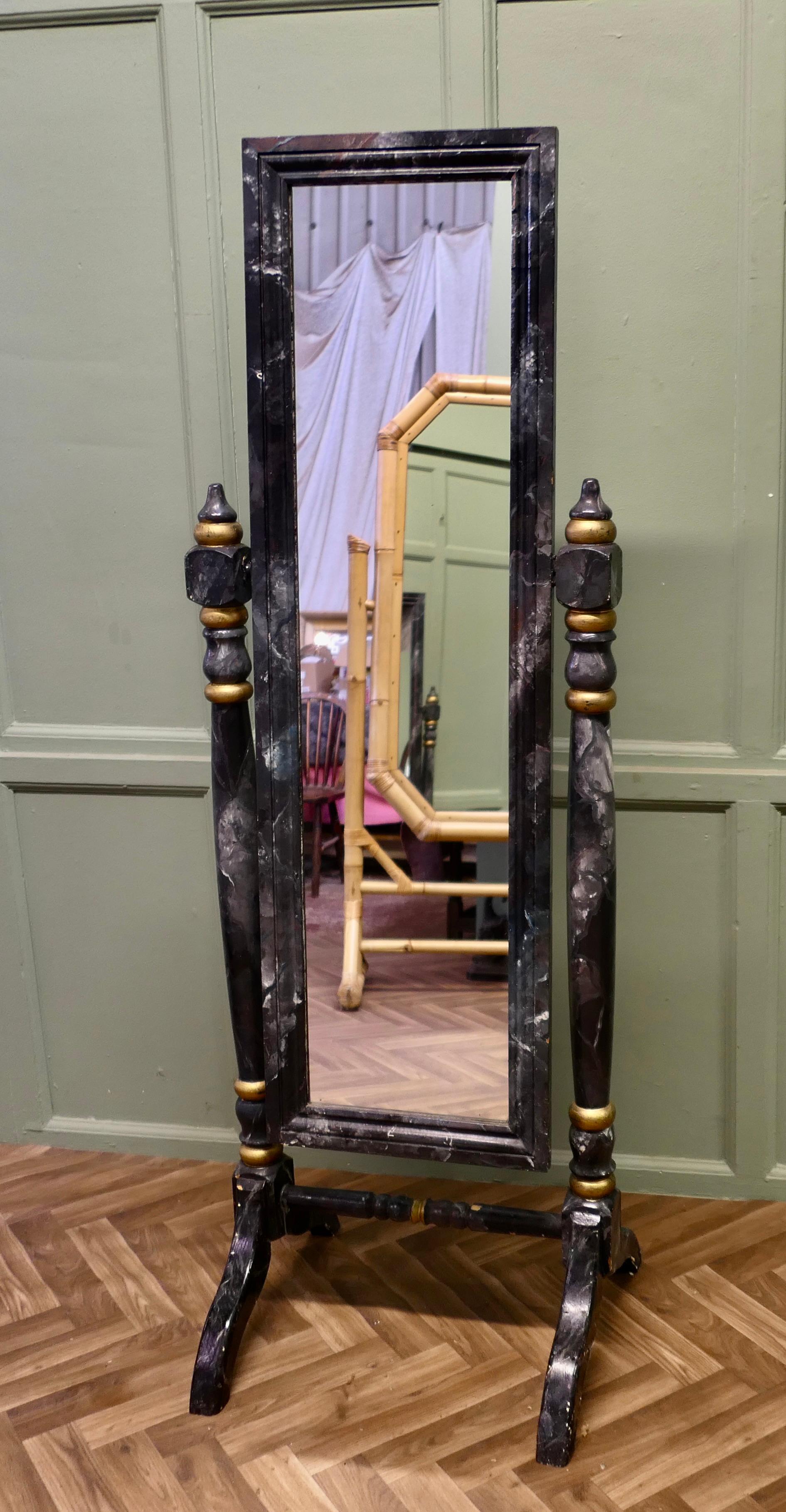 Peinture Marble Cheval Mirror, Outfitters Double Sided Dressing Mirror (miroir double face) en vente