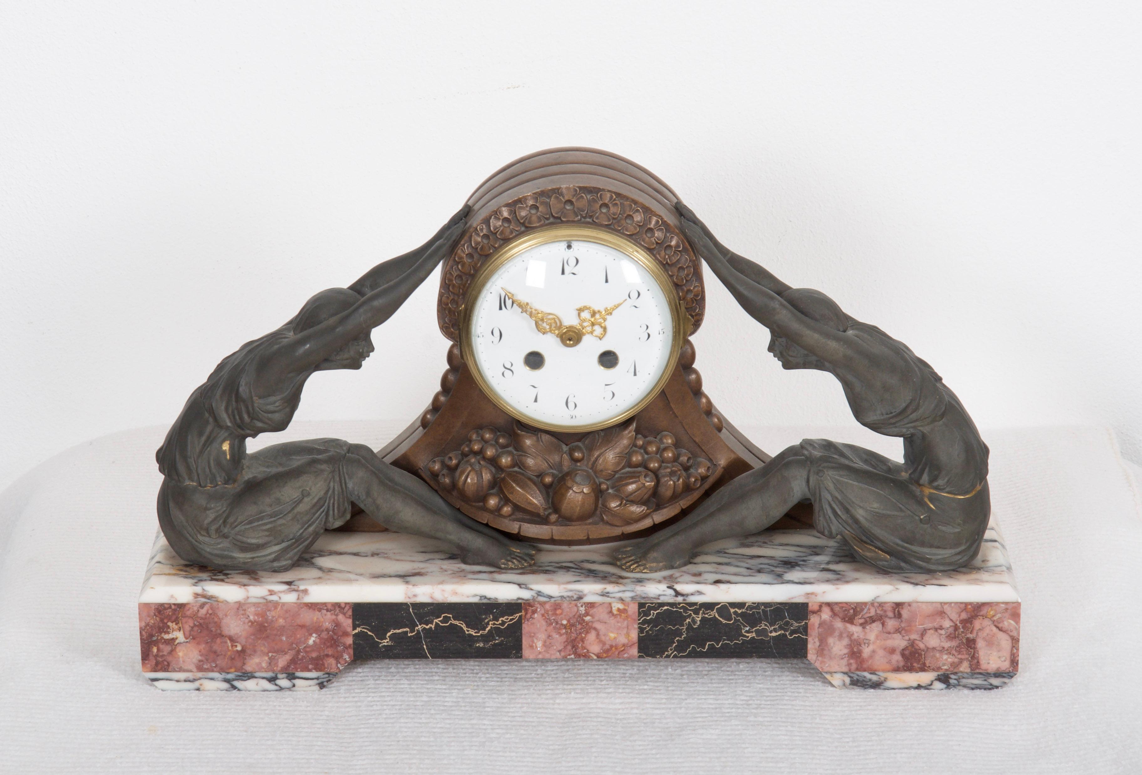 Marble Chimney Mantel Art Deco Clock 5
