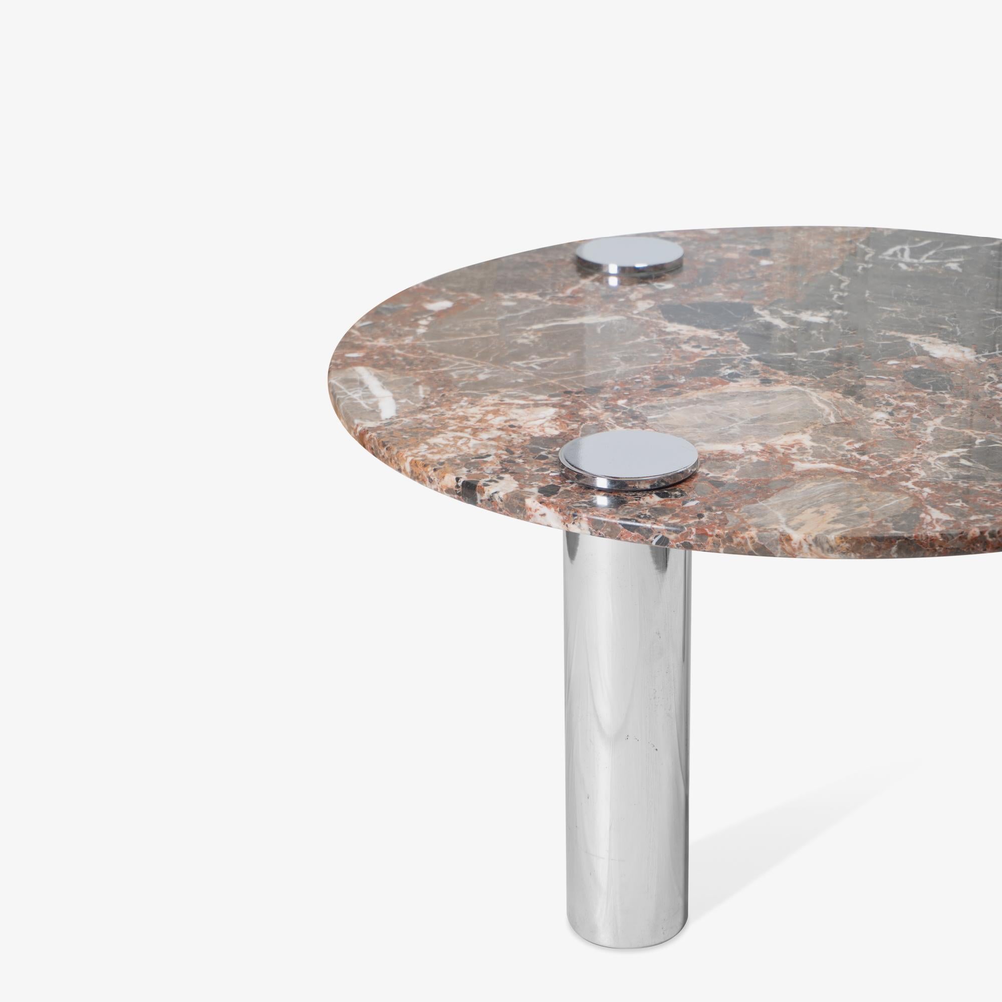 Mid-Century Modern Marble & Chrome Accent Cocktail Table with Chrome Legs For Sale