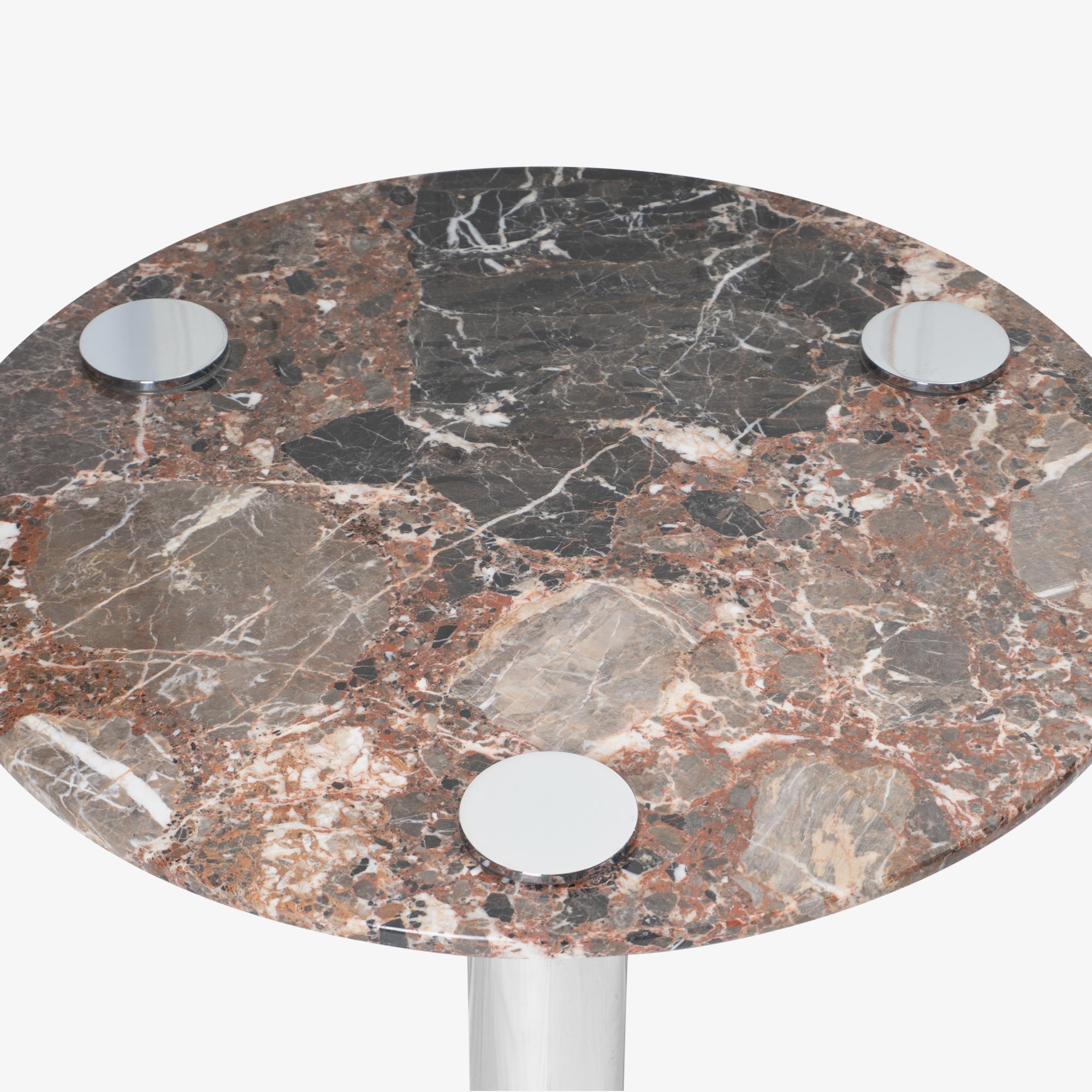 American Marble & Chrome Accent Cocktail Table with Chrome Legs For Sale