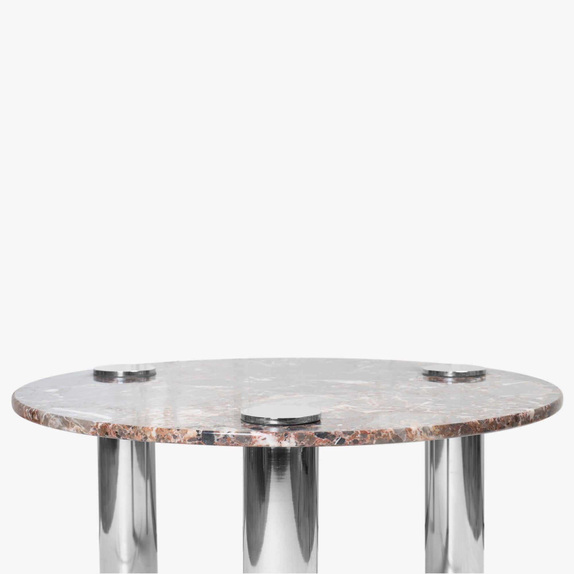 Marble & Chrome Accent Cocktail Table with Chrome Legs In Good Condition For Sale In Stamford, CT