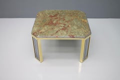 Marble Chrome and Brass Side Table, France, 1970s
