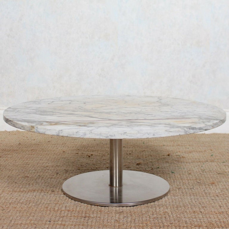 Marble Chrome Coffee Table Circular MCM Space Age at 1stDibs