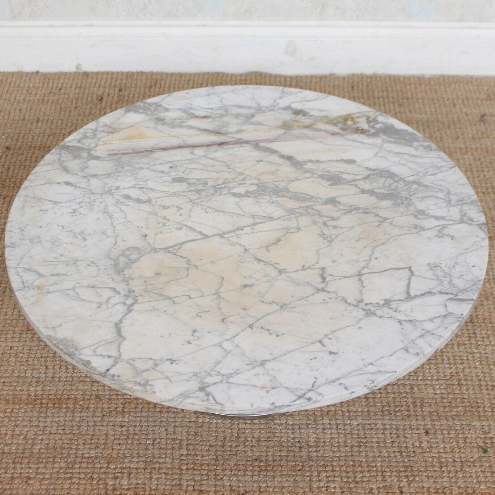 Marble Chrome Coffee Table Circular MCM Space Age 3