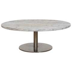 Marble Chrome Coffee Table Circular MCM Space Age