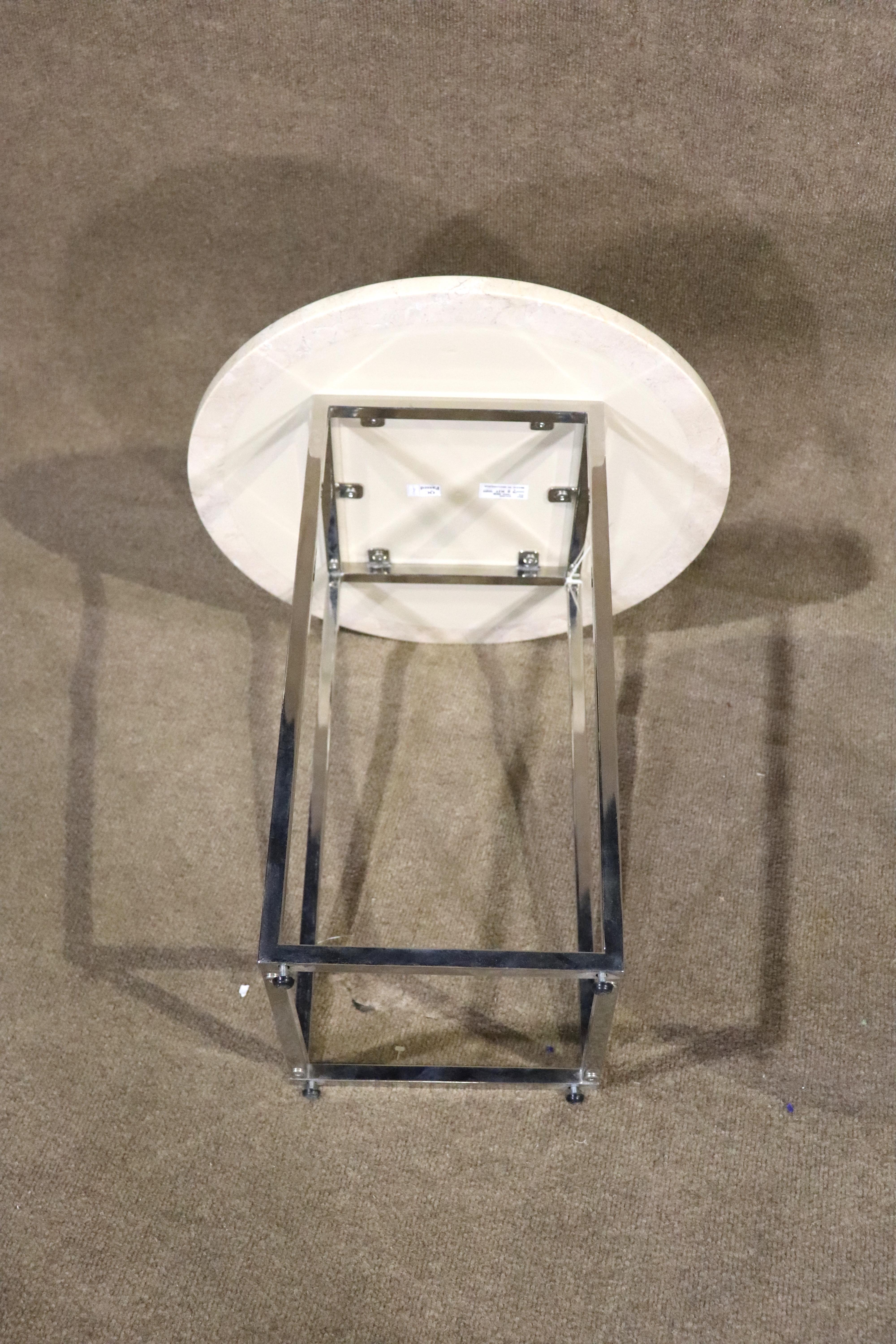 Mid-Century Modern Marble & Chrome Side Tables For Sale