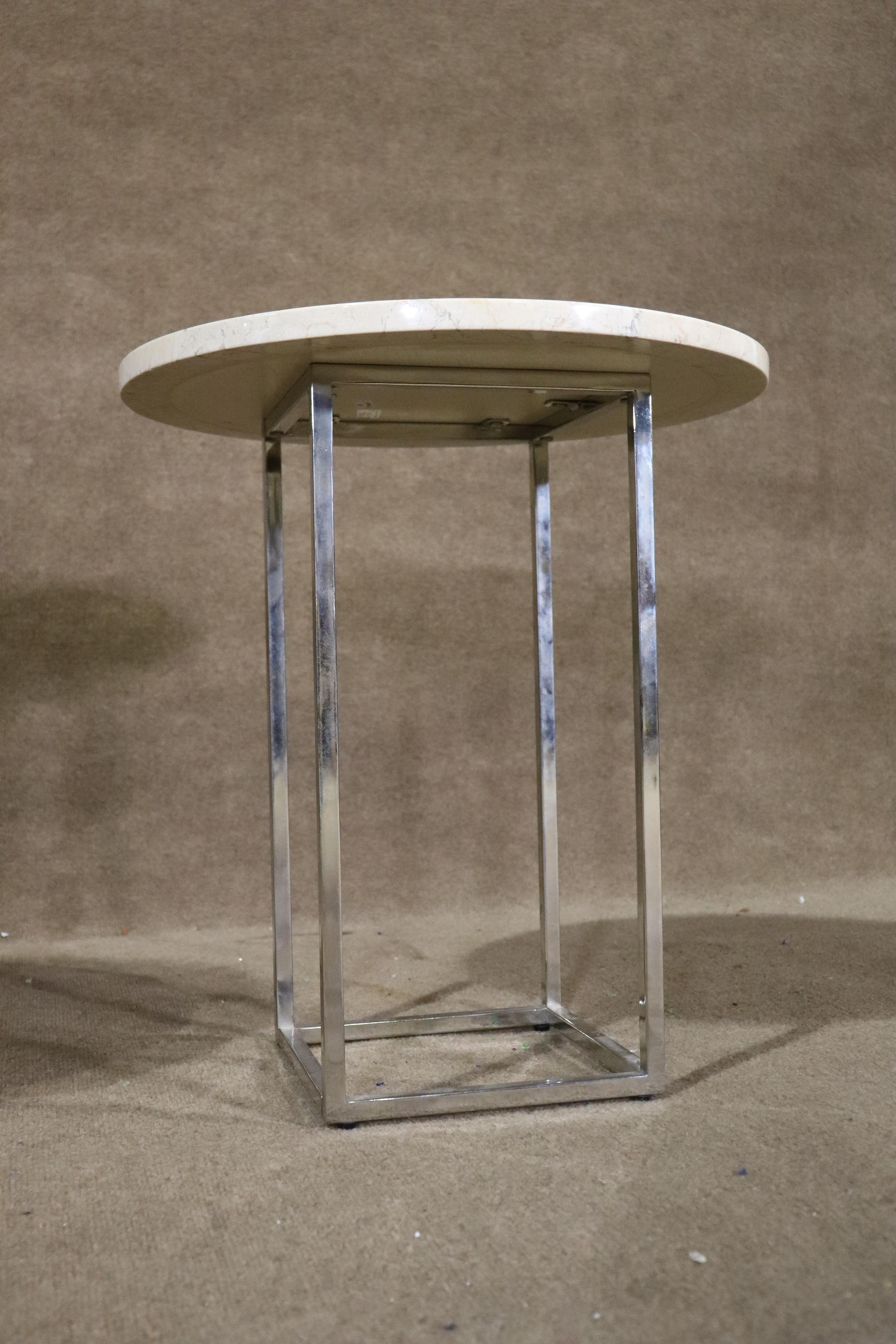 20th Century Marble & Chrome Side Tables For Sale