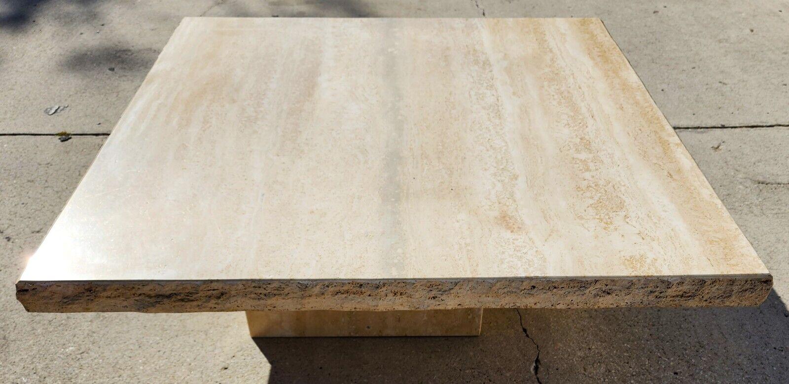 Marble Cocktail Coffee Table Live Edge Travertine 1970s by Stone International For Sale 5