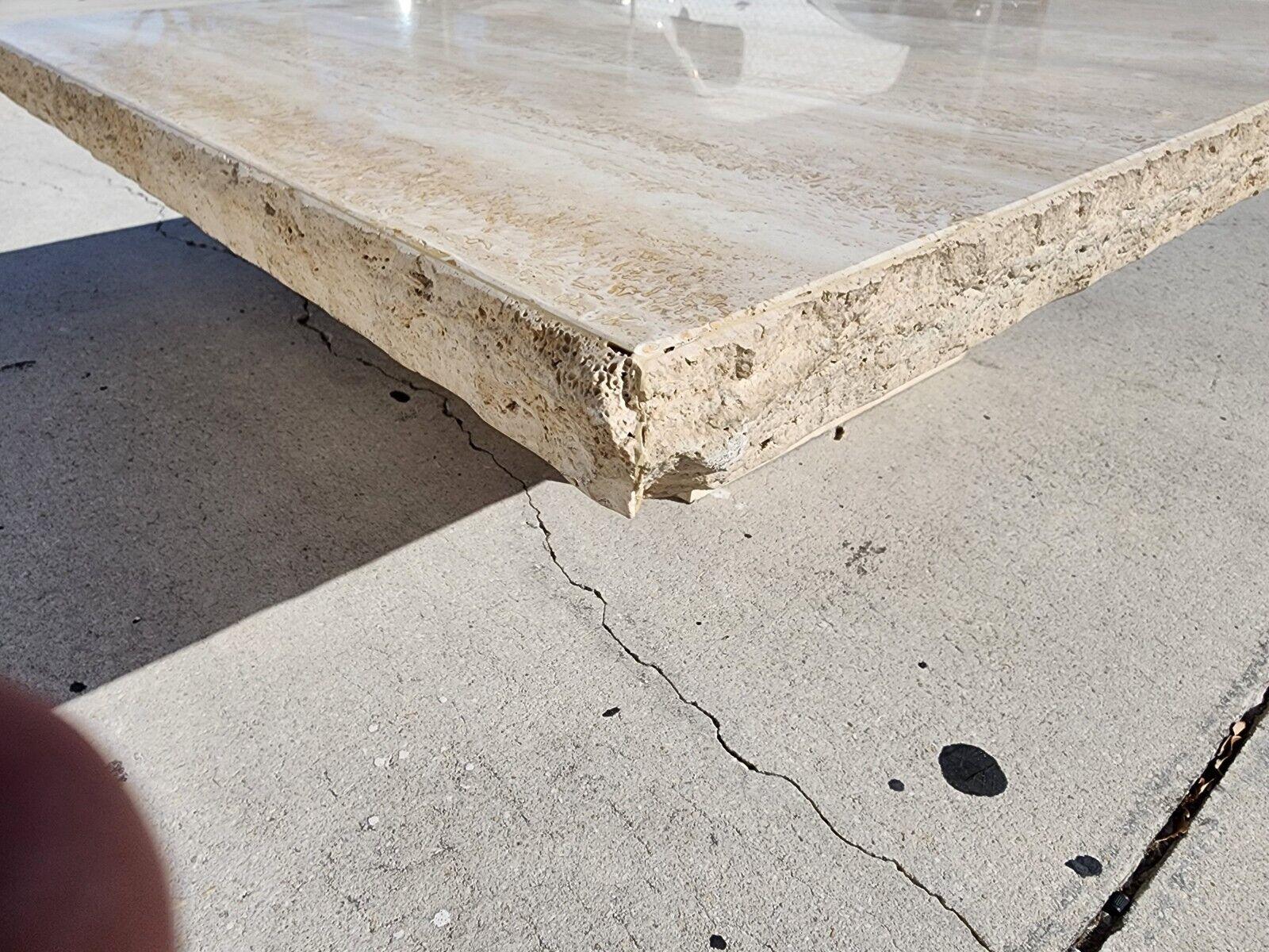 Marble Cocktail Coffee Table Live Edge Travertine 1970s by Stone International For Sale 7