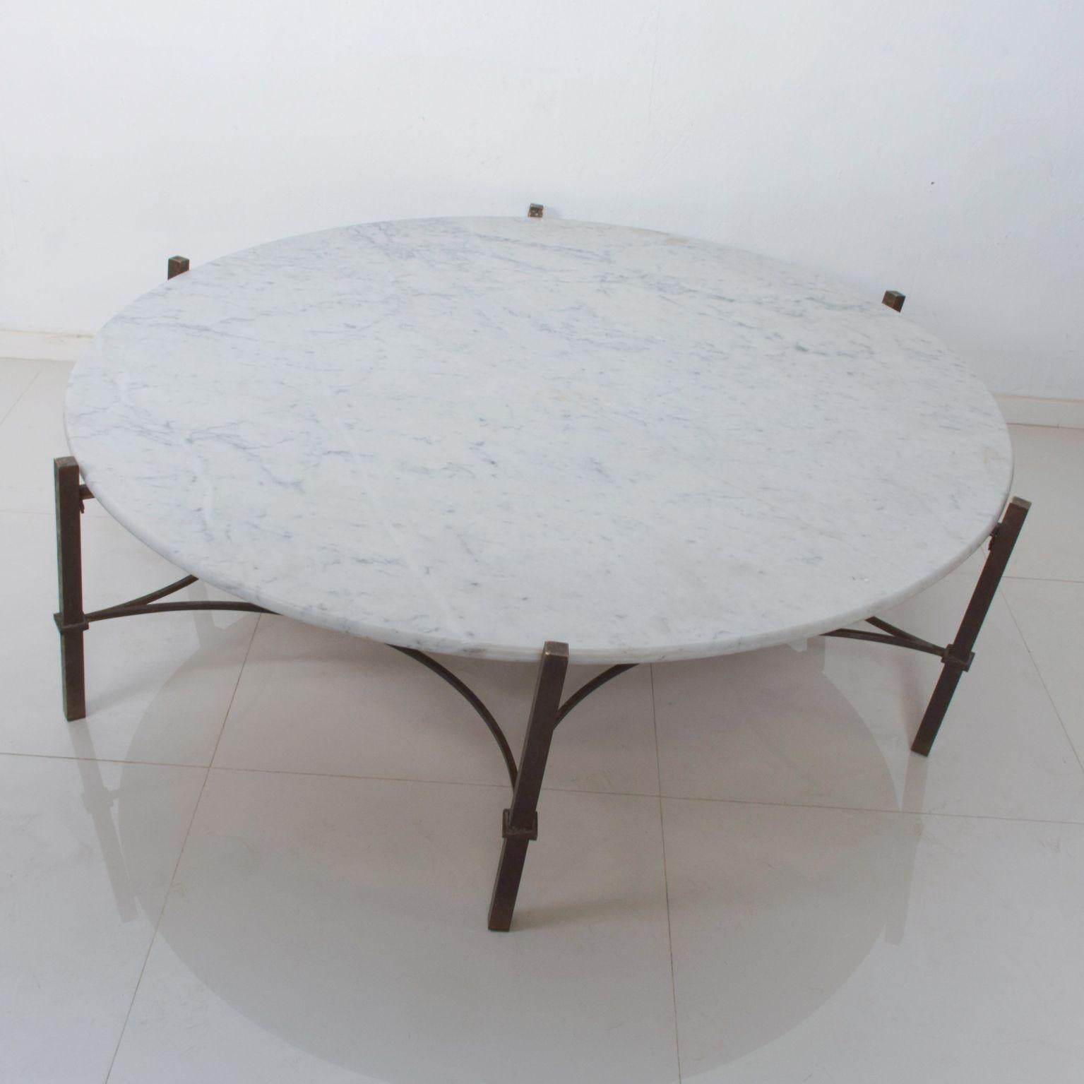 Mid-Century Modern Marble Coffee Table Sculptural Hexagon Base in Bronze Arturo Pani Mexico 1950s
