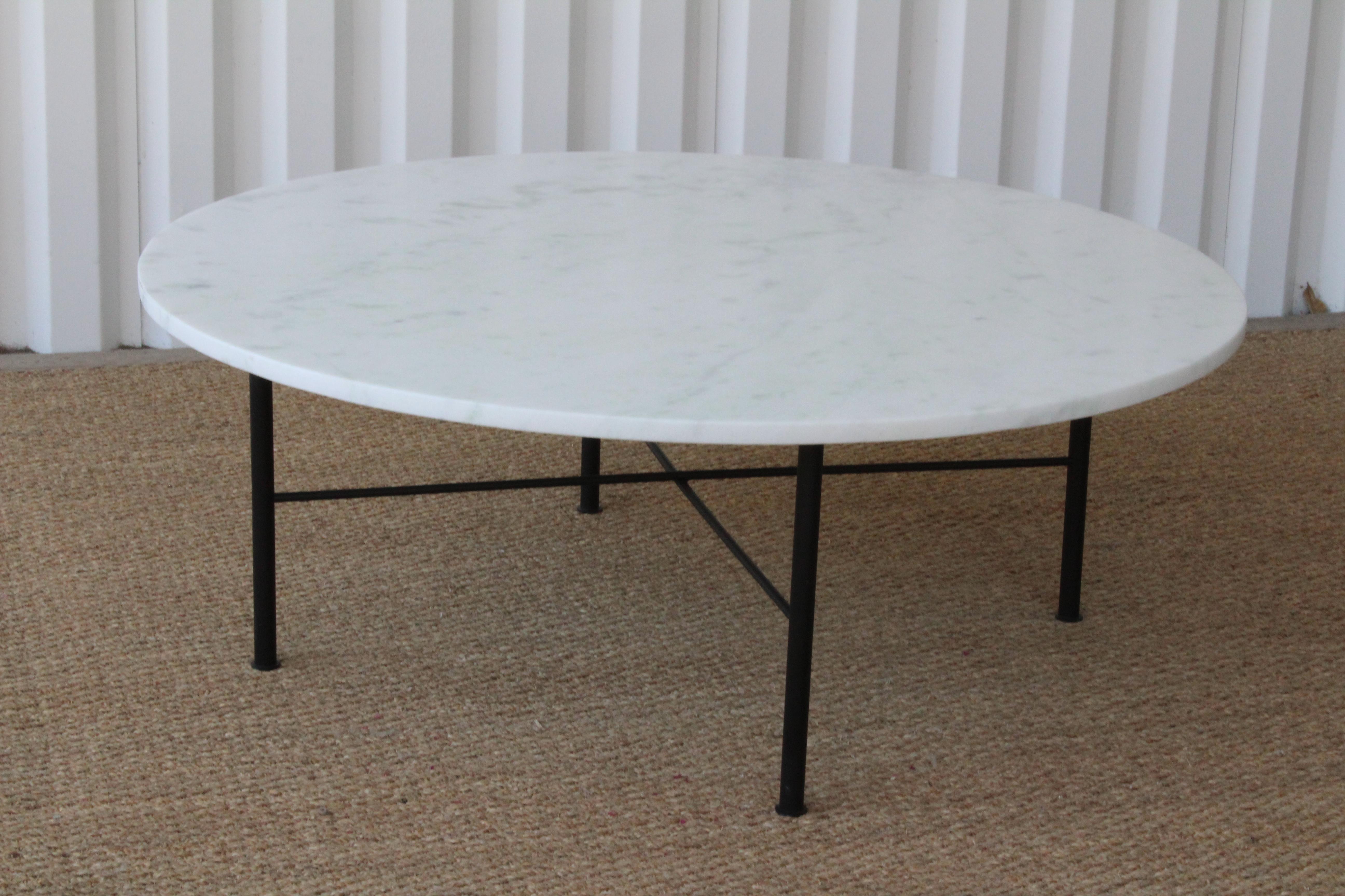 Marble Coffee Table on Steel Base In New Condition In Los Angeles, CA
