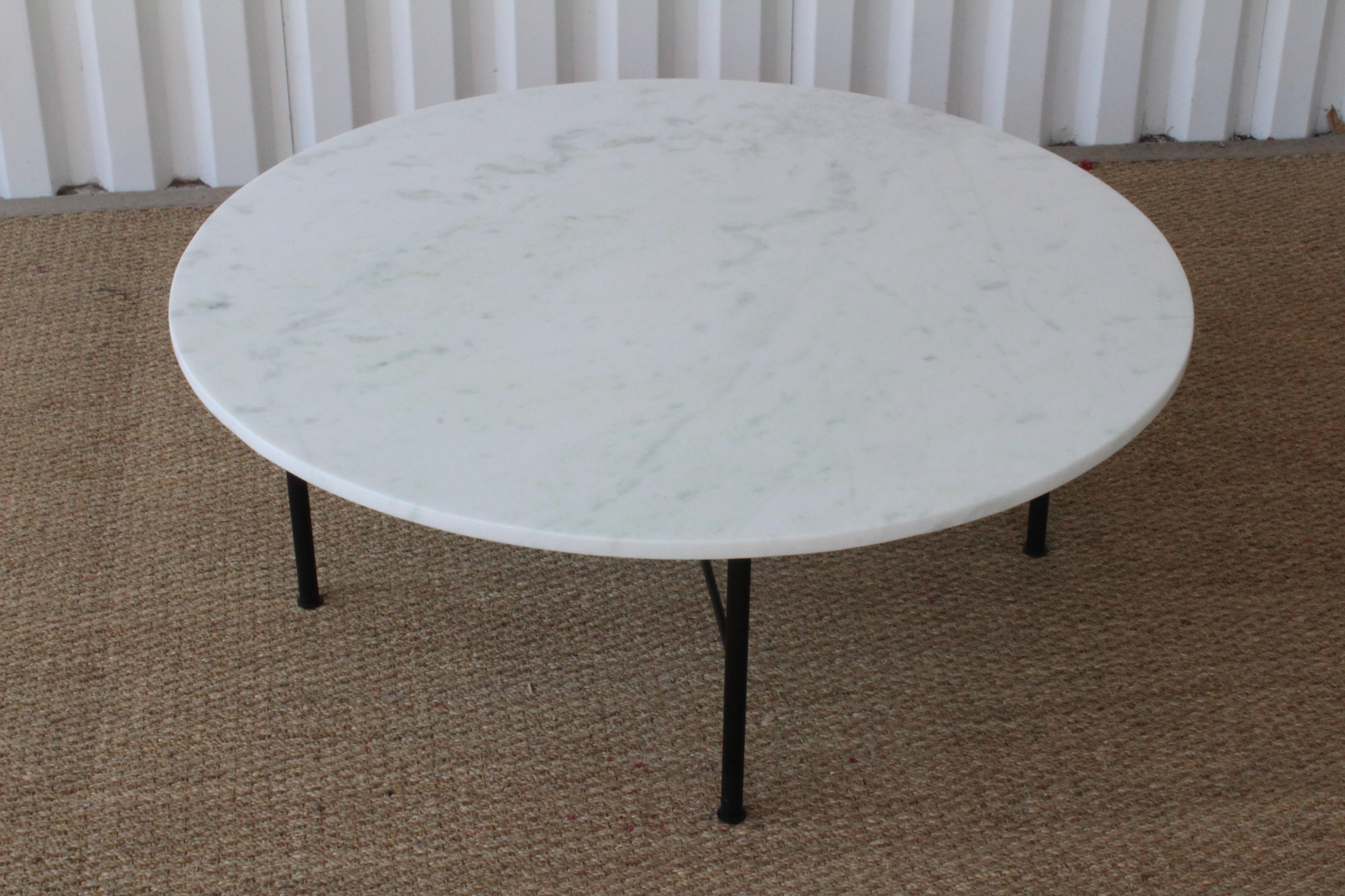 Contemporary Marble Coffee Table on Steel Base