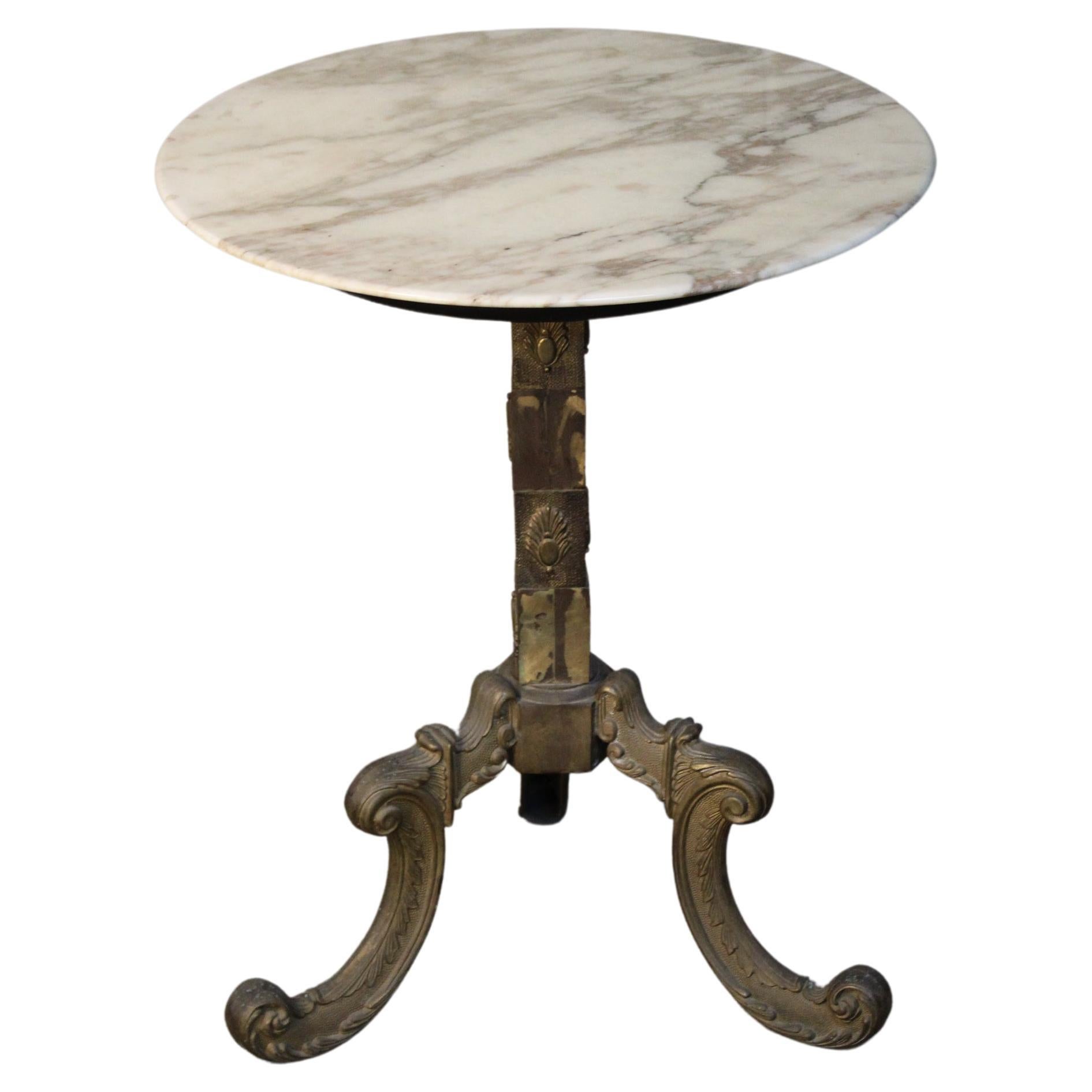 19th century Italian Marble Coffee Table with Bronze Base 