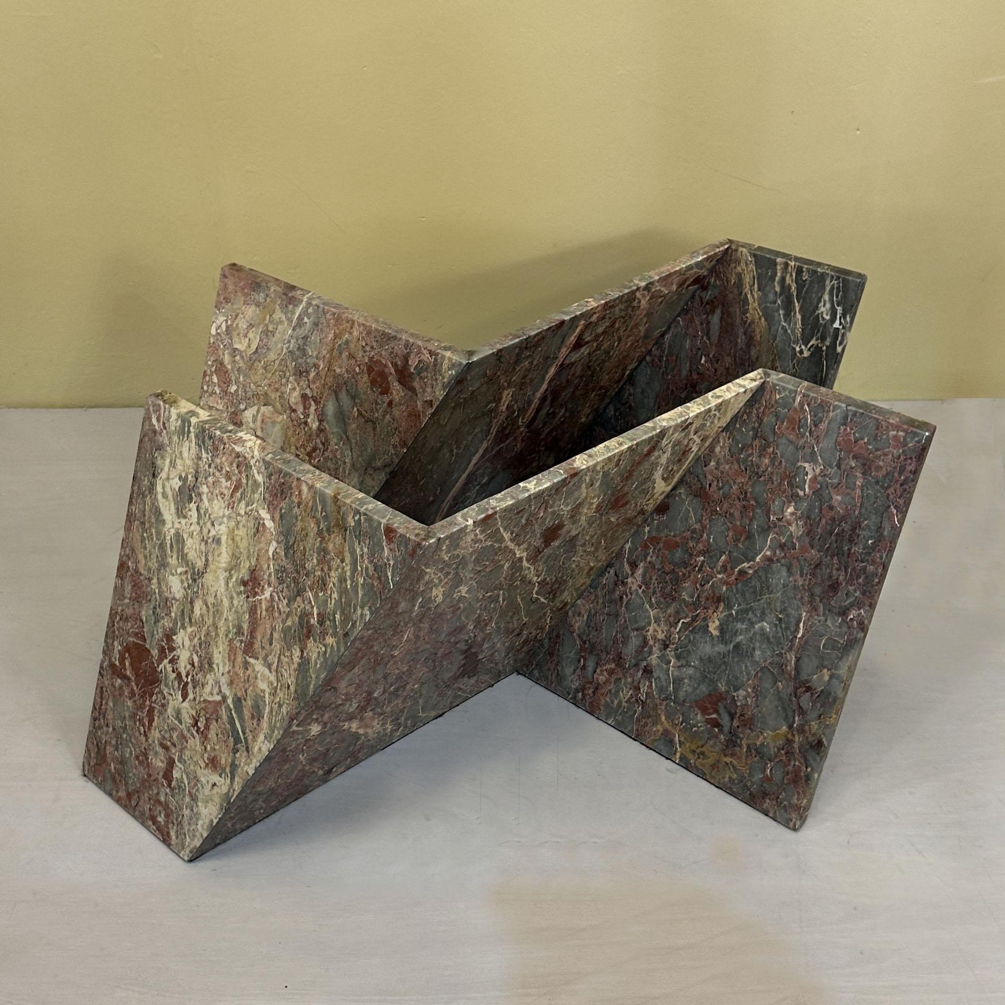 Mesa de centro de mármol con tapa rectangular de cristal, Italia Años 70 en venta 7