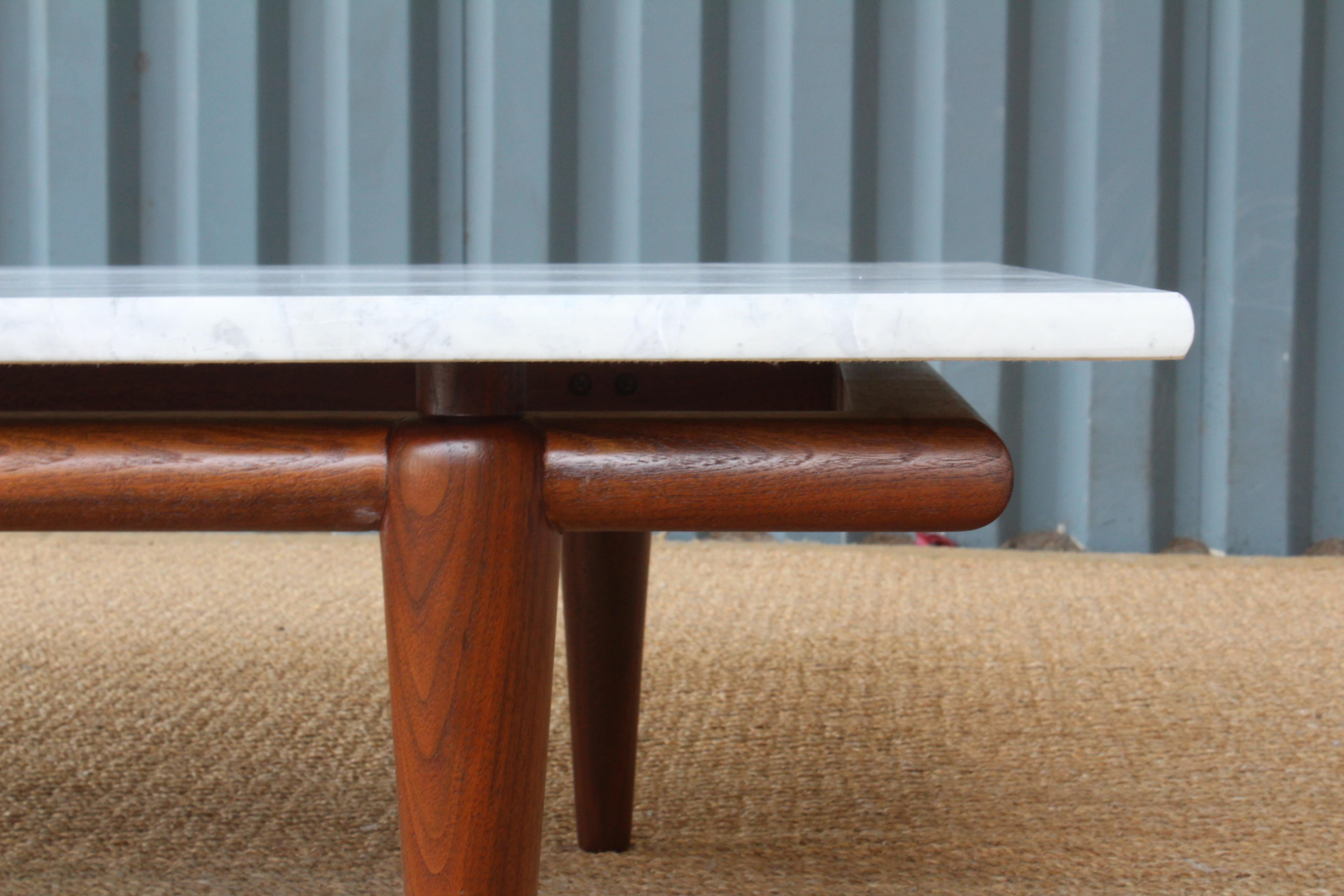 Mid-Century Modern Marble Coffee Table with Walnut Base by John Widdicomb, U.S.A, 1950s.