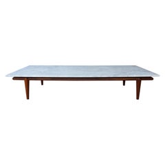 Marble Coffee Table with Walnut Base by John Widdicomb, U.S.A, 1950s.