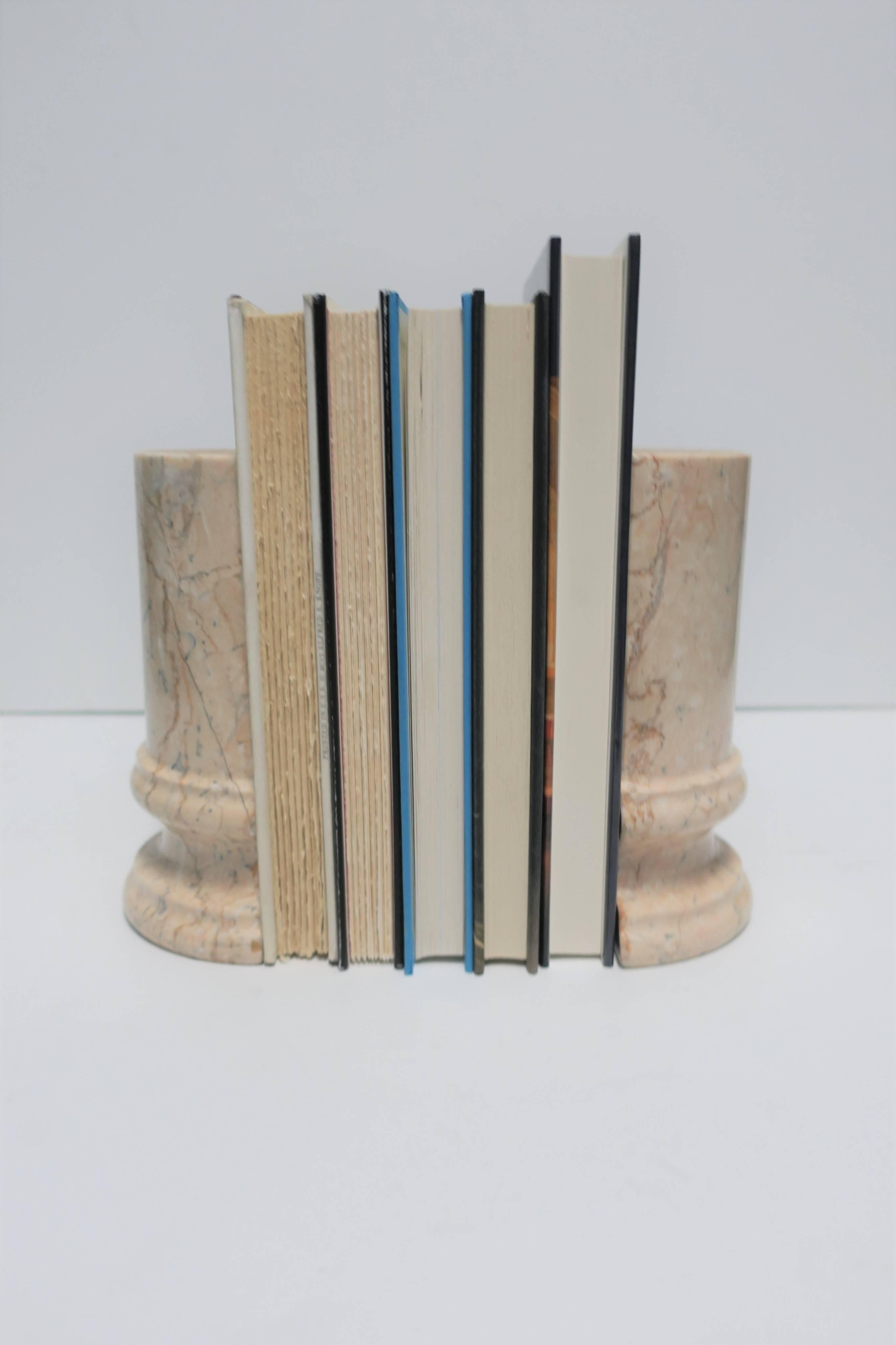 Classical Roman Marble Column Bookends