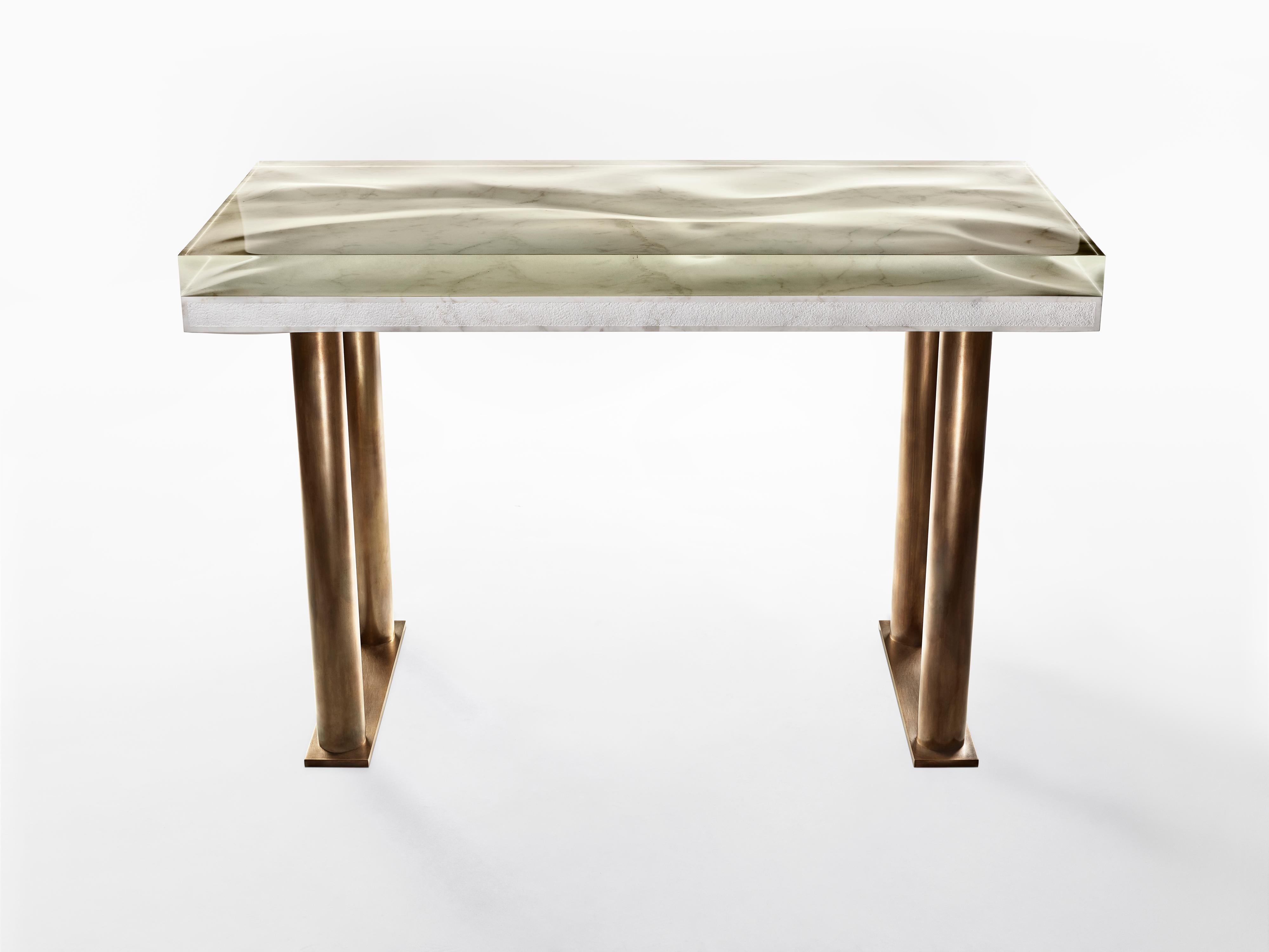 Bronze Marble Console by Jonathan Hansen For Sale