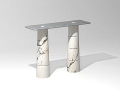 Marble Modular Base & Steel Top Contemporary Art Console by Samuele Brianza