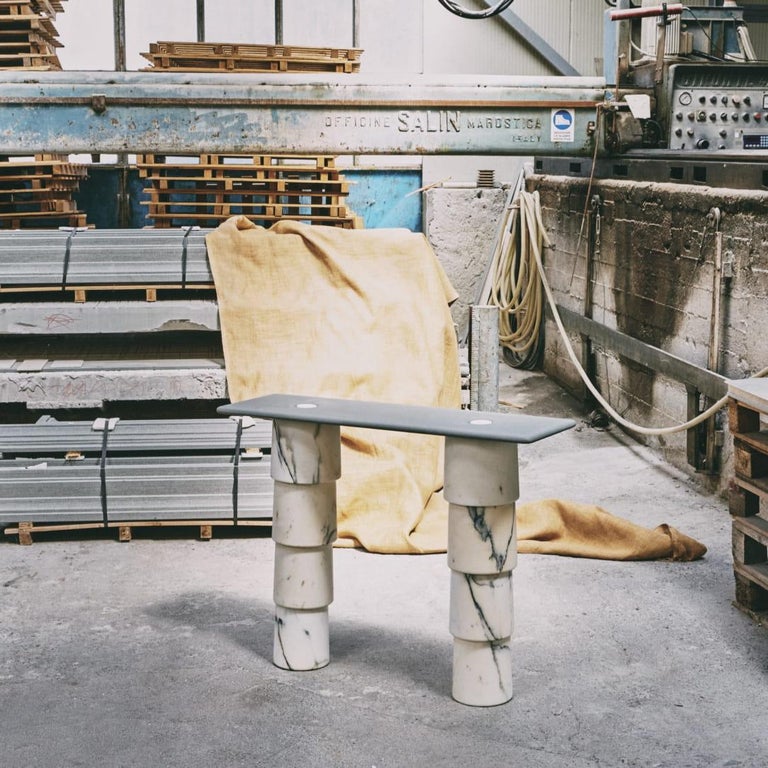 Steel Marble Console by Samuele Brianza For Sale