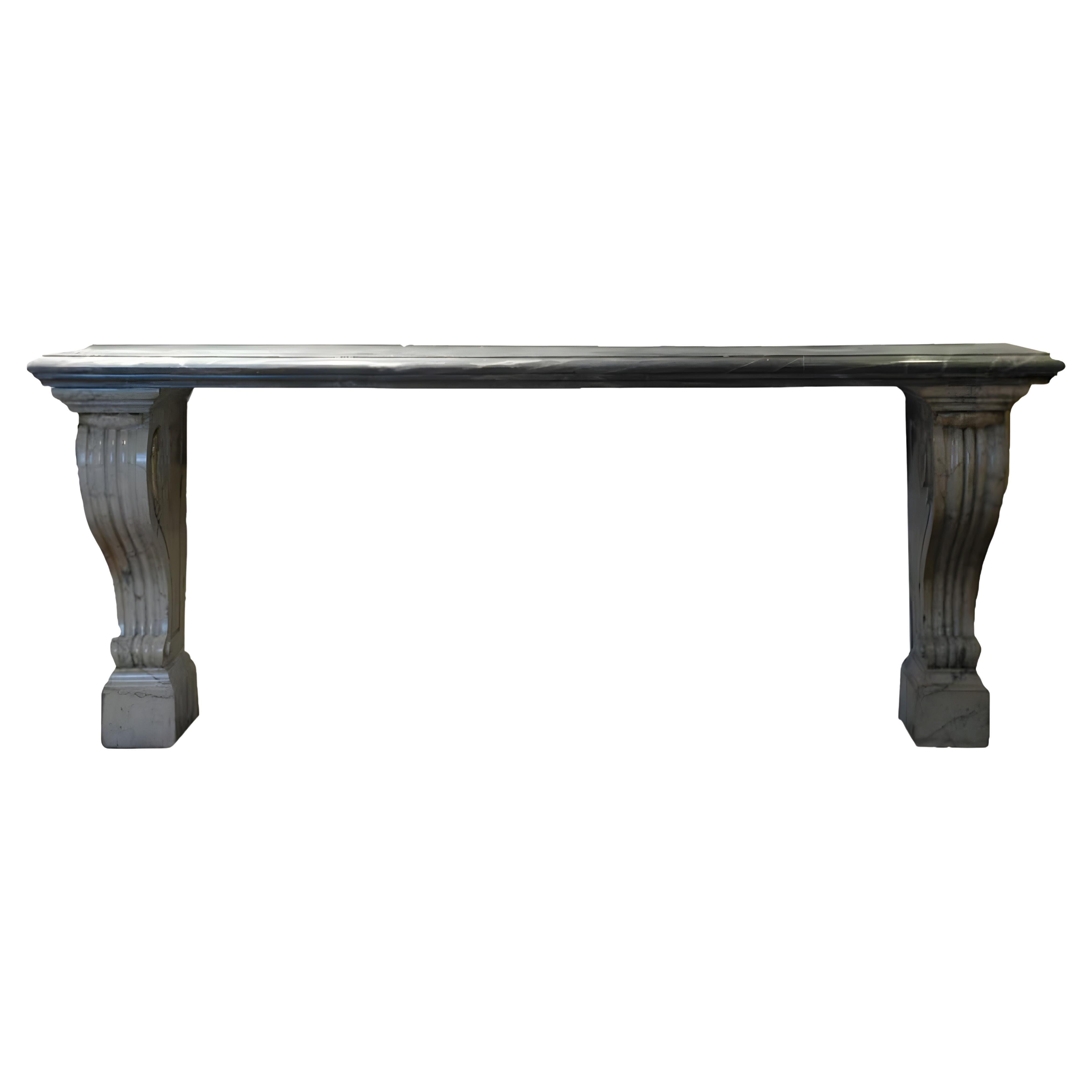 Empire Style Marble Console Table, Carved Legs, France, 19th Century