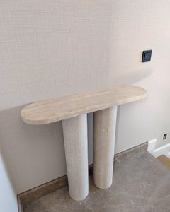 Marble Console Table - Italian Travertine Console Table - Cream Entryway Table