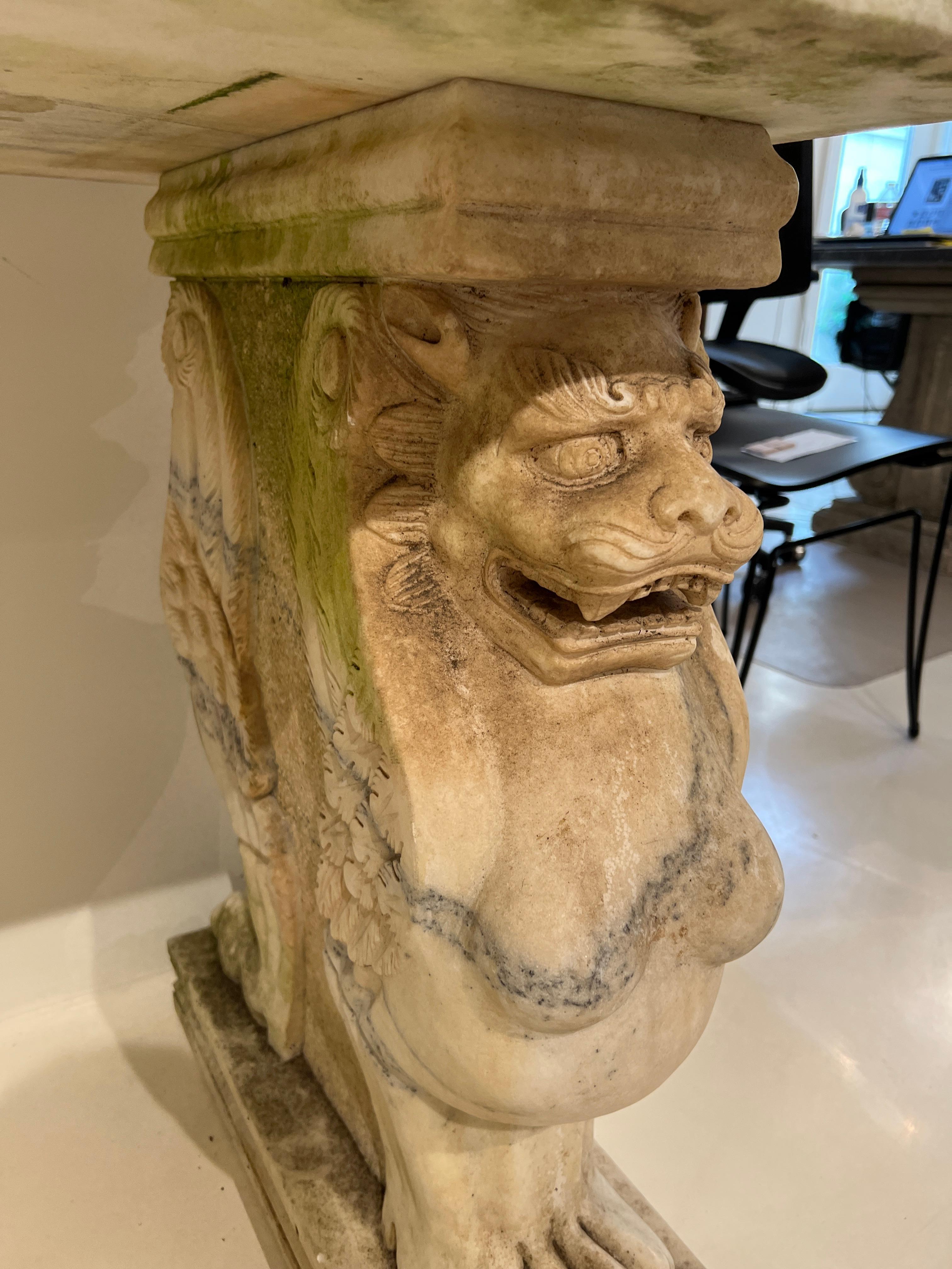 European Marble Console with Sphinx Base