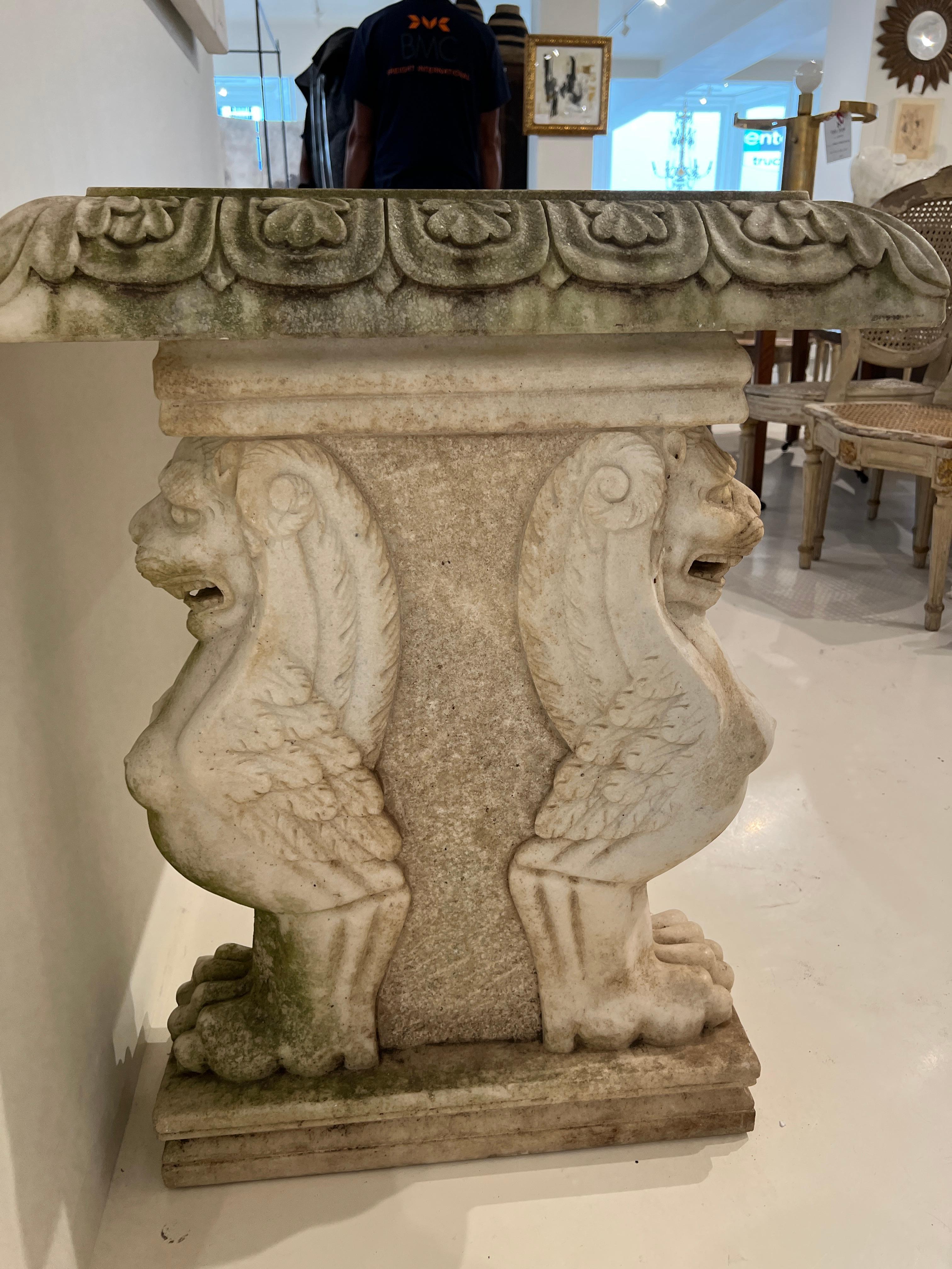 19th Century Marble Console with Sphinx Base