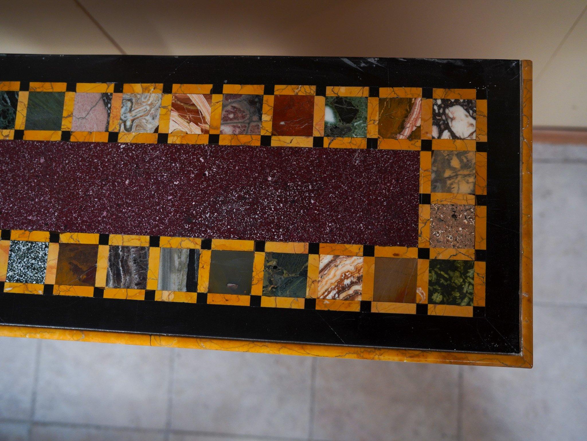 Italian Marble consolle with precious stones For Sale