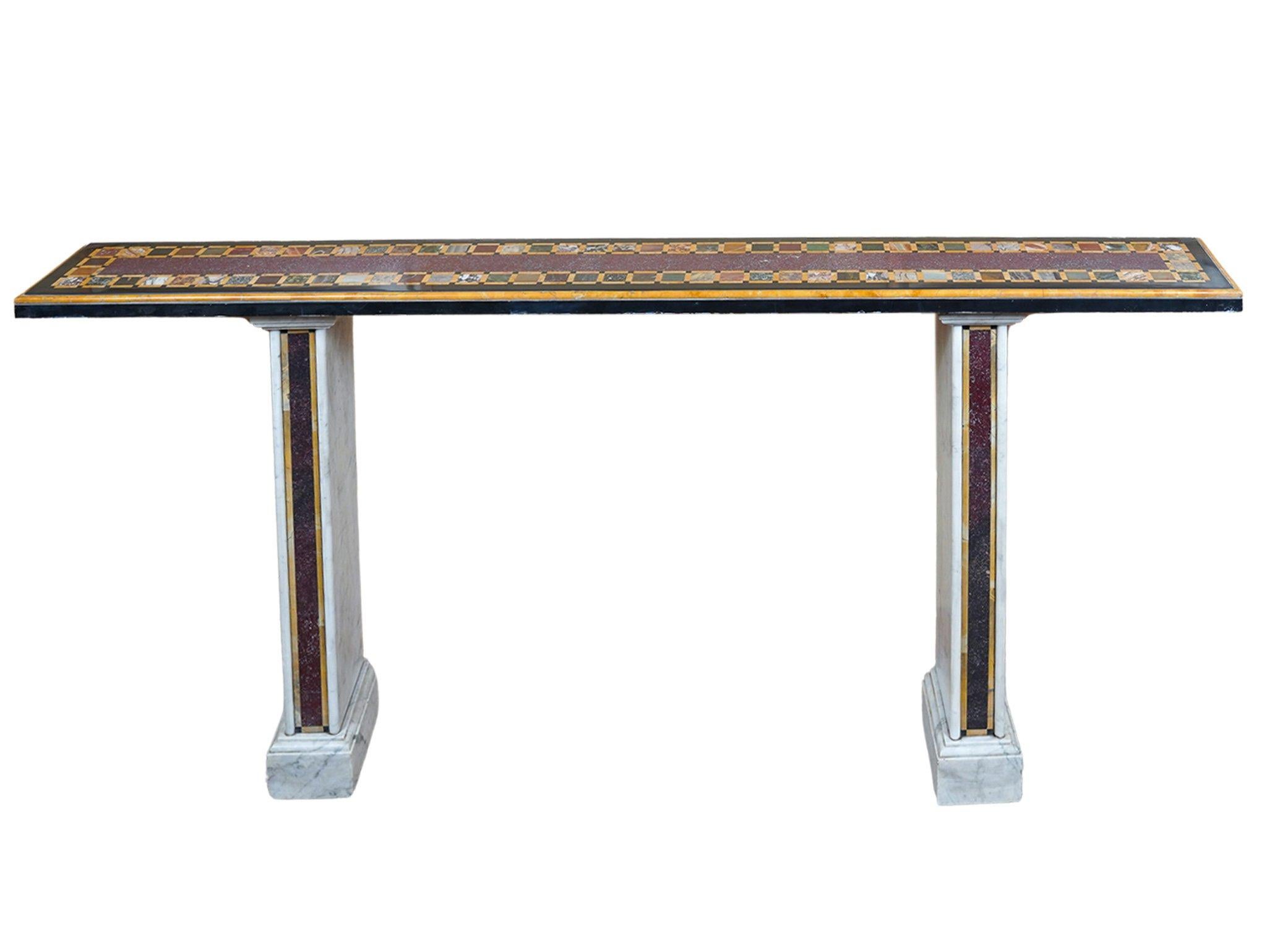 Marble consolle with precious stones For Sale 1