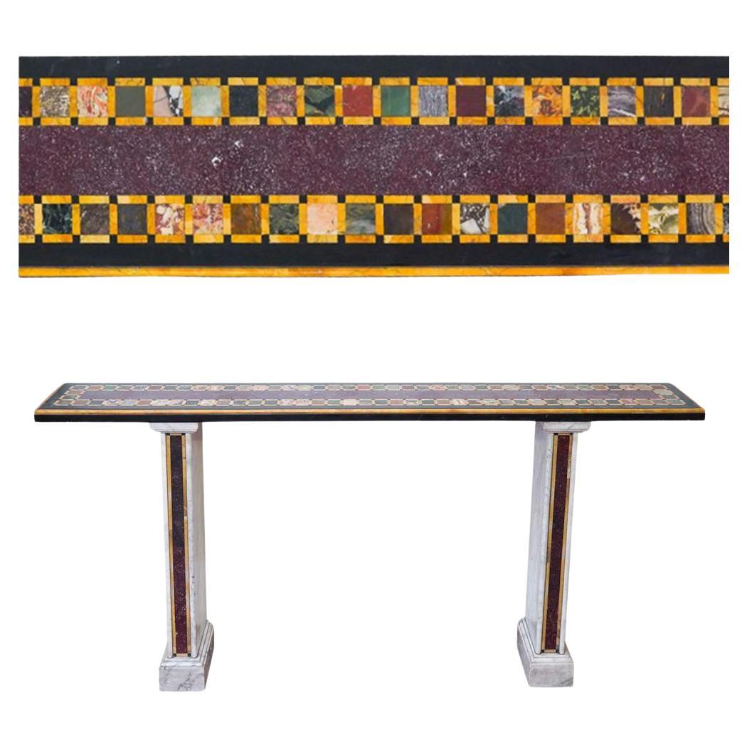 Marble consolle with precious stones For Sale