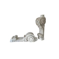19th Century Carrara Marble Corbels, Pair, Antique Wall Brackets