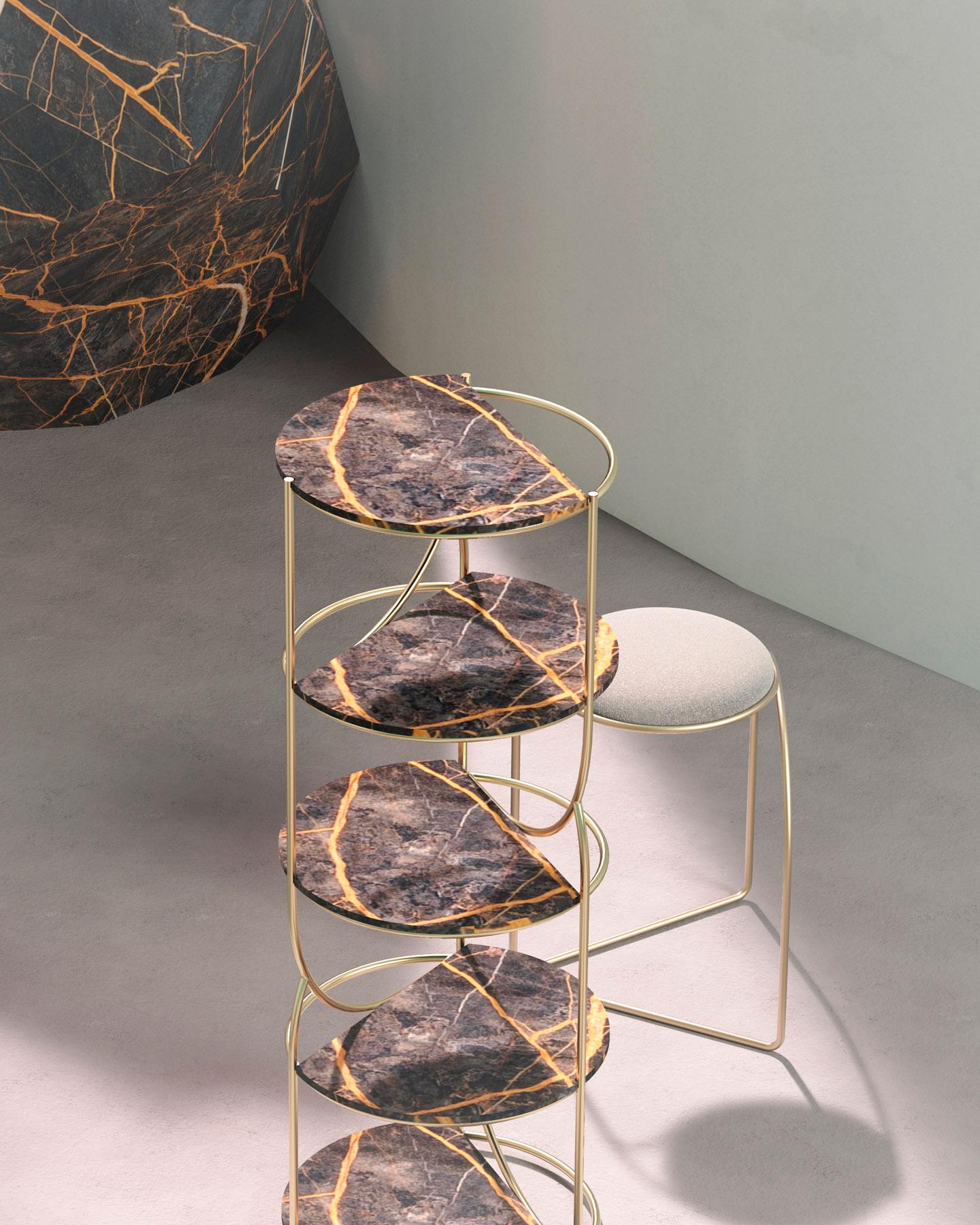 Marble Cosette 110 Shelf by GIROTTI ENRICO
Dimensions: D 40 x H 110 cm
Materials: Galvanic Structure, Marble.
Weight: 14 Kg. 

Enrico Girotti is an industrial designer who has found in the word “maker” his most authentic form of expression.