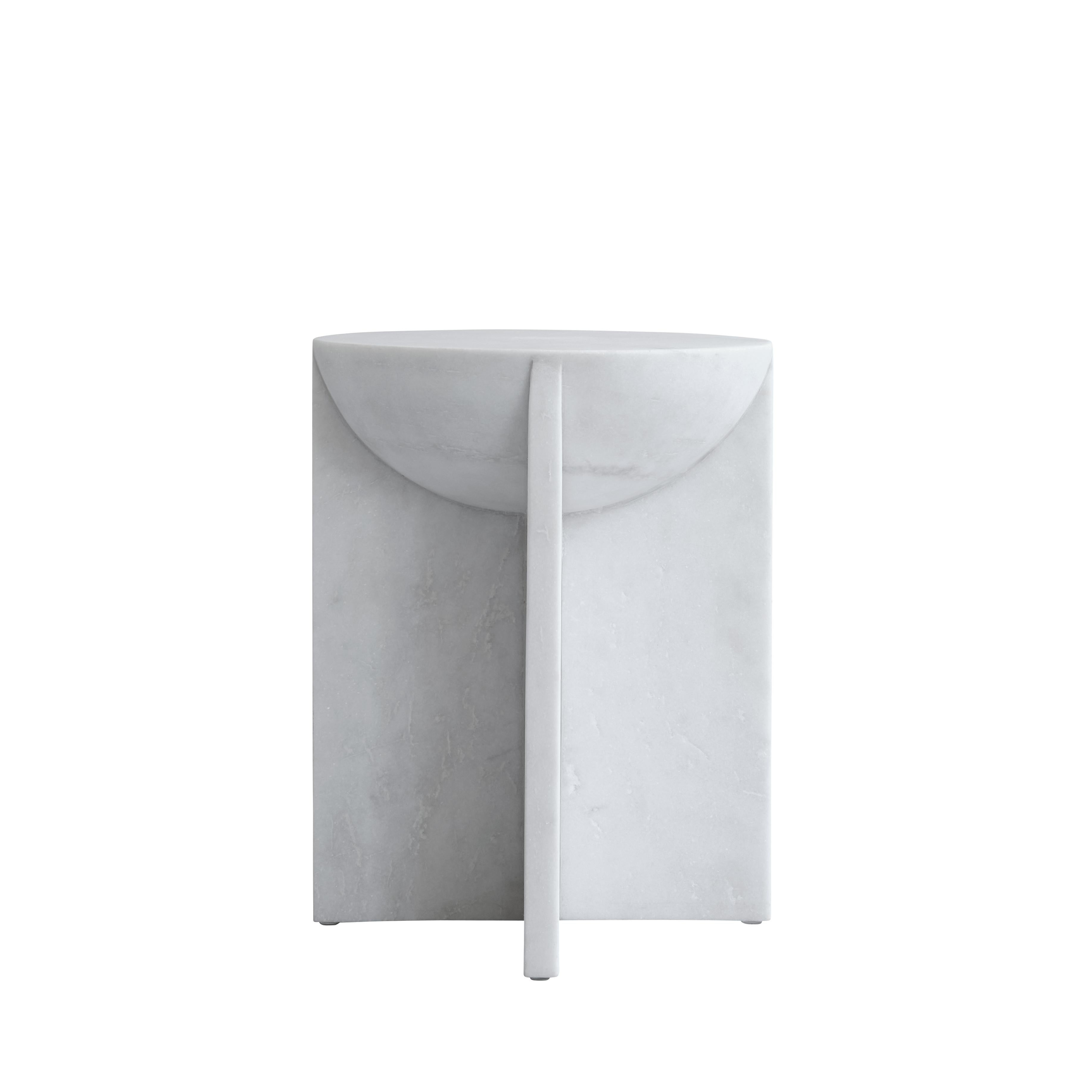 Marble cross side table / stool by 101 Copenhagen
Designed by Kristian Sofus Hansen & Tommy Hyldahl
Dimensions: L 35 / W 35 /H 45 cm.
Materials: marble

With its geometric shapes and sharp lines, Cross is inspired by architectural minimalism,